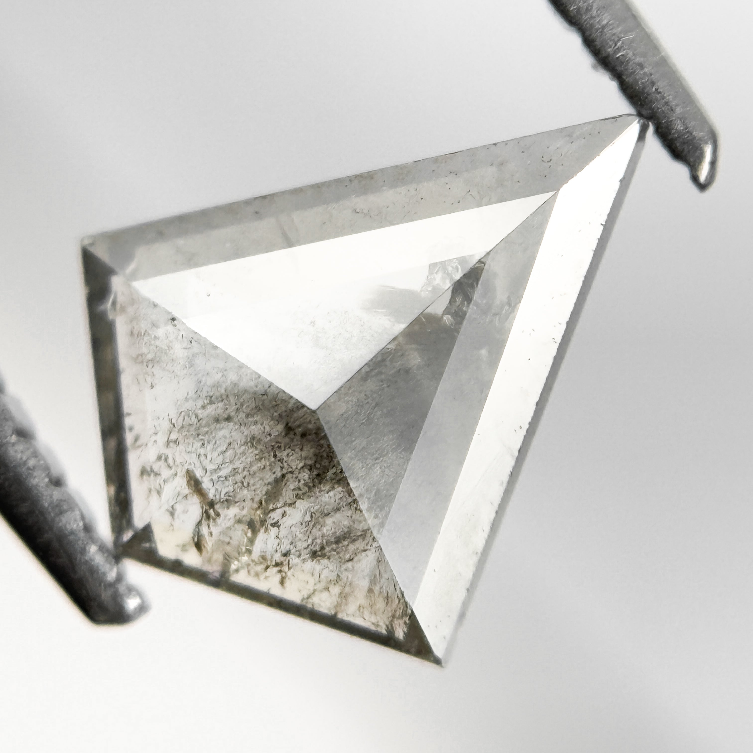 1.02 Ct Kite Rose Cut Grey Natural Salt and Pepper Diamond