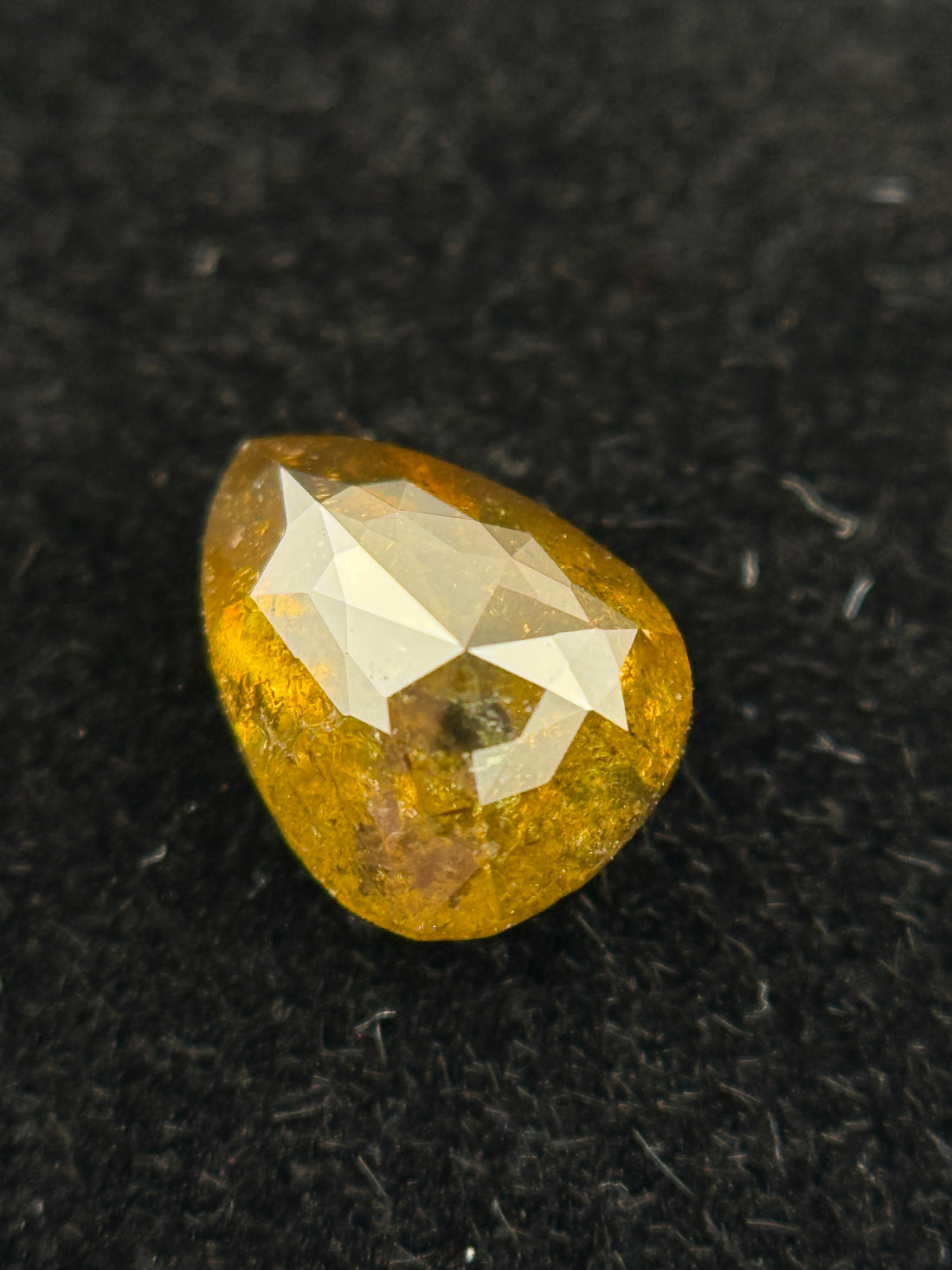 0.69 Ct Pear Rose Cut Yellow Natural Galaxy Diamond