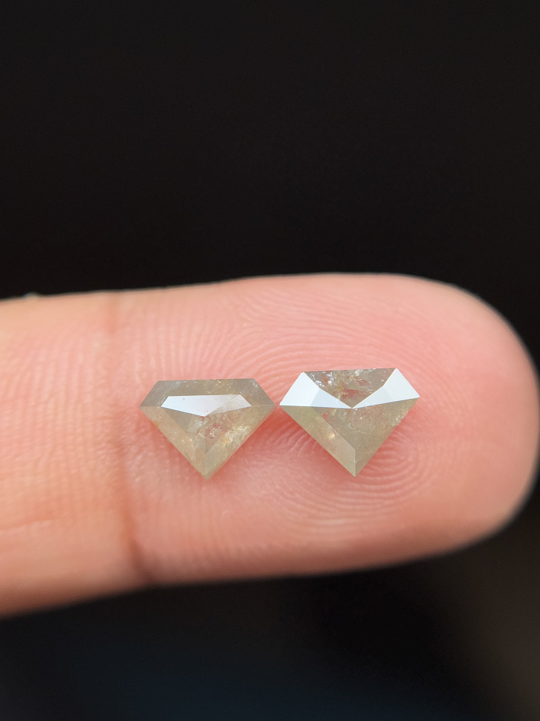 1.71 Ct Pentagon Rose Cut Grey Natural Salt and Pepper Diamond