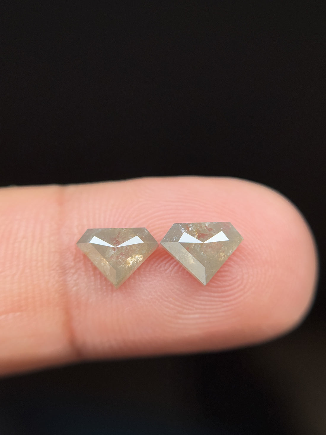 1.71 Ct Pentagon Rose Cut Grey Natural Salt and Pepper Diamond