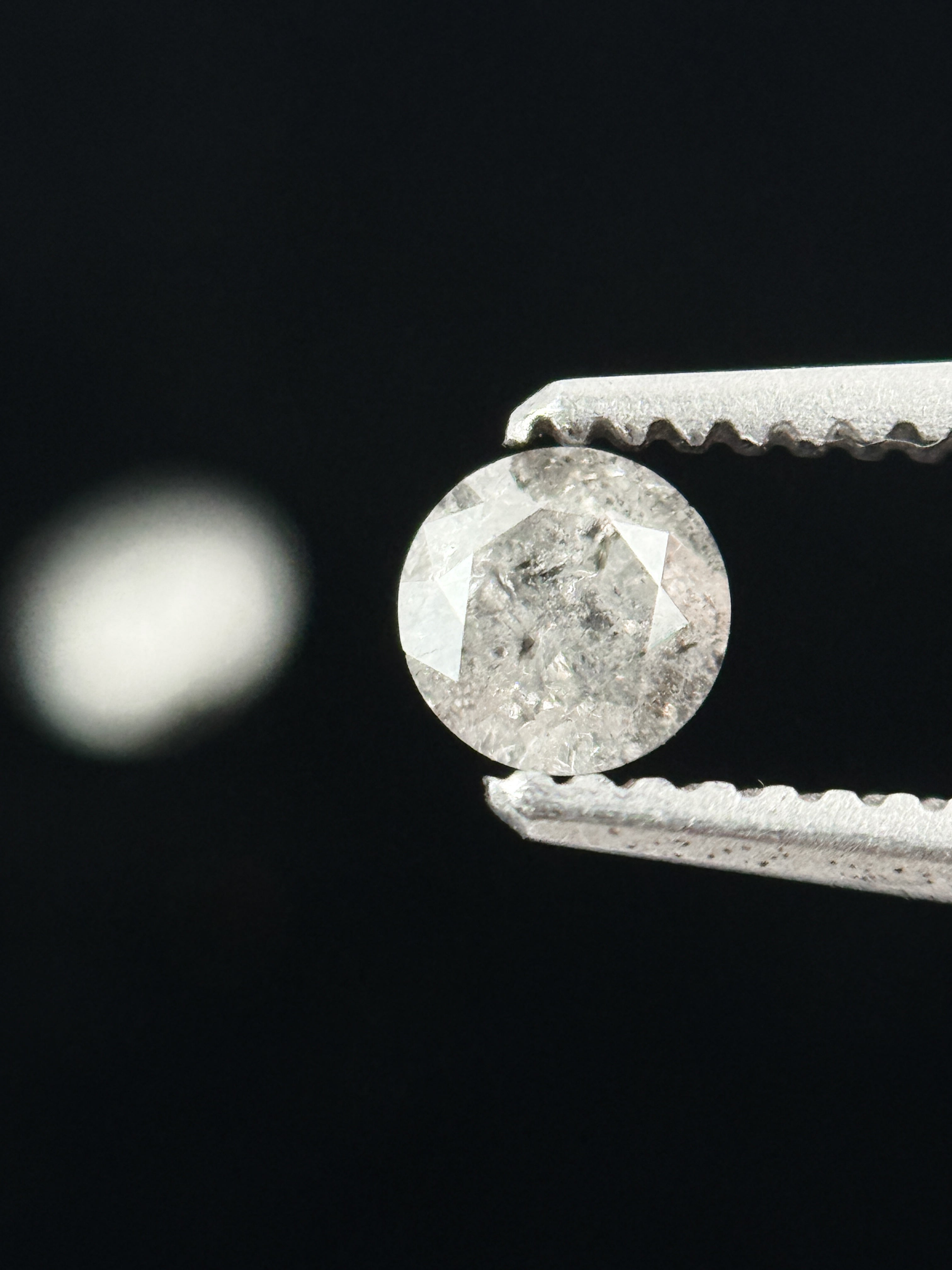 0.34 Ct Round Brilliant Cut White Natural Salt and Pepper Galaxy Diamond Pair
