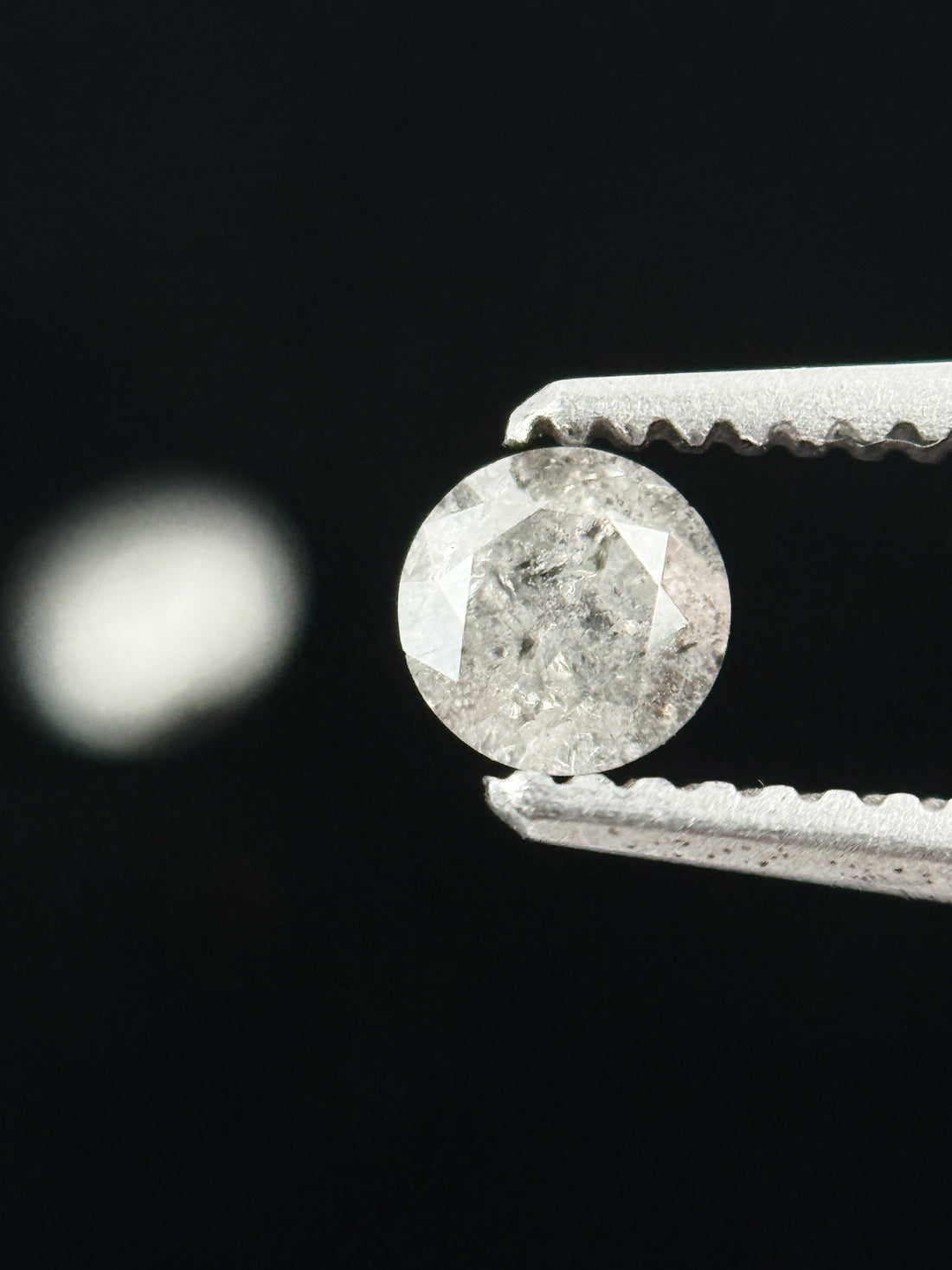 0.34 Ct Round Brilliant Cut White Natural Salt and Pepper Galaxy Diamond Pair