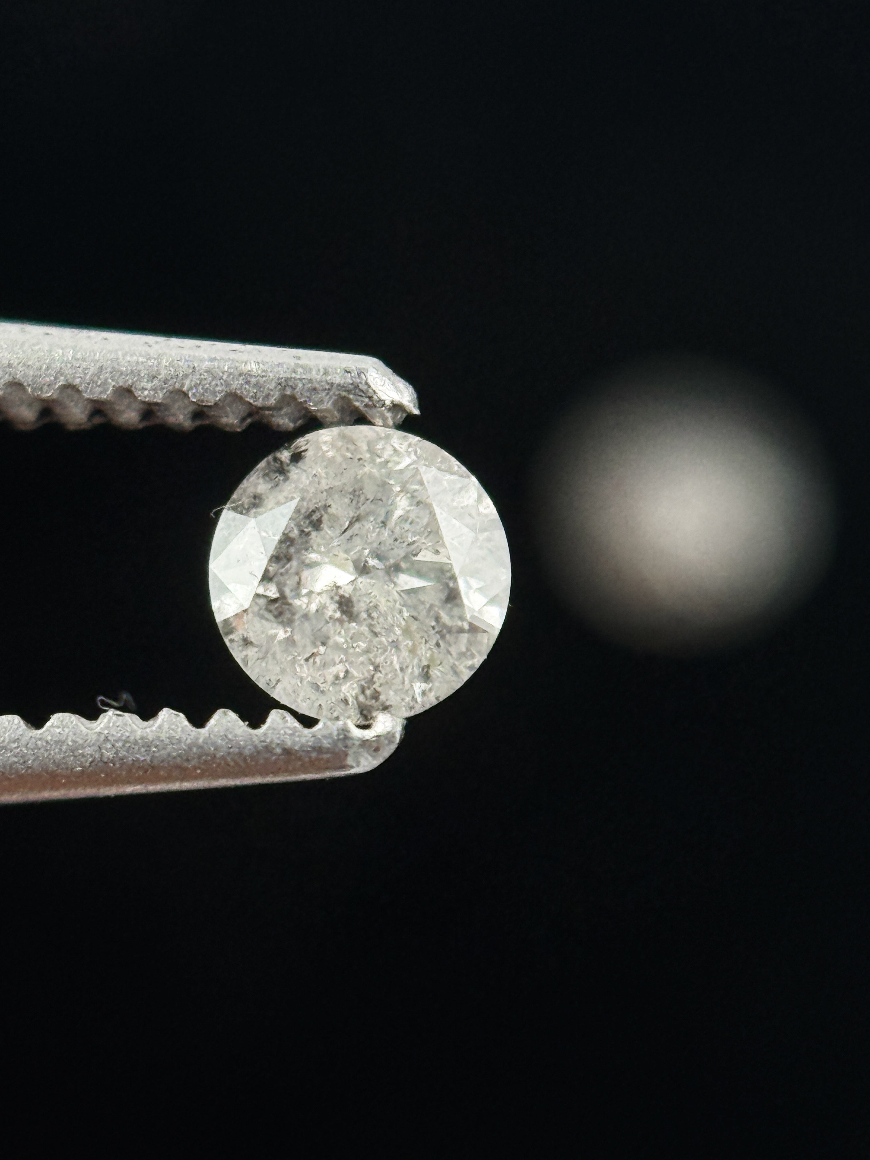 0.34 Ct Round Brilliant Cut White Natural Salt and Pepper Galaxy Diamond Pair