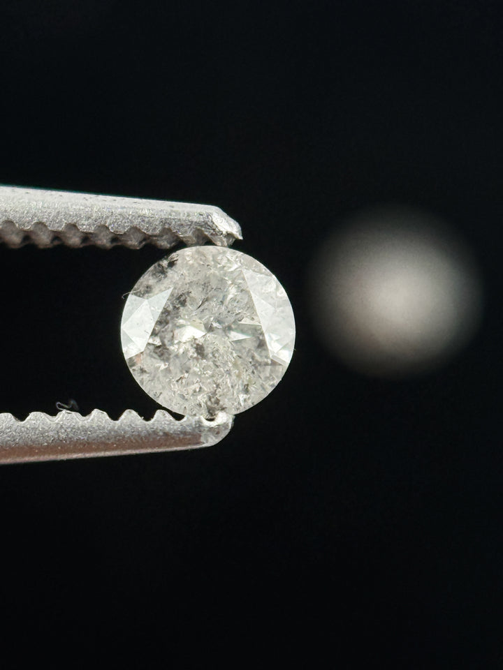 0.34 Ct Round Brilliant Cut White Natural Salt and Pepper Galaxy Diamond Pair