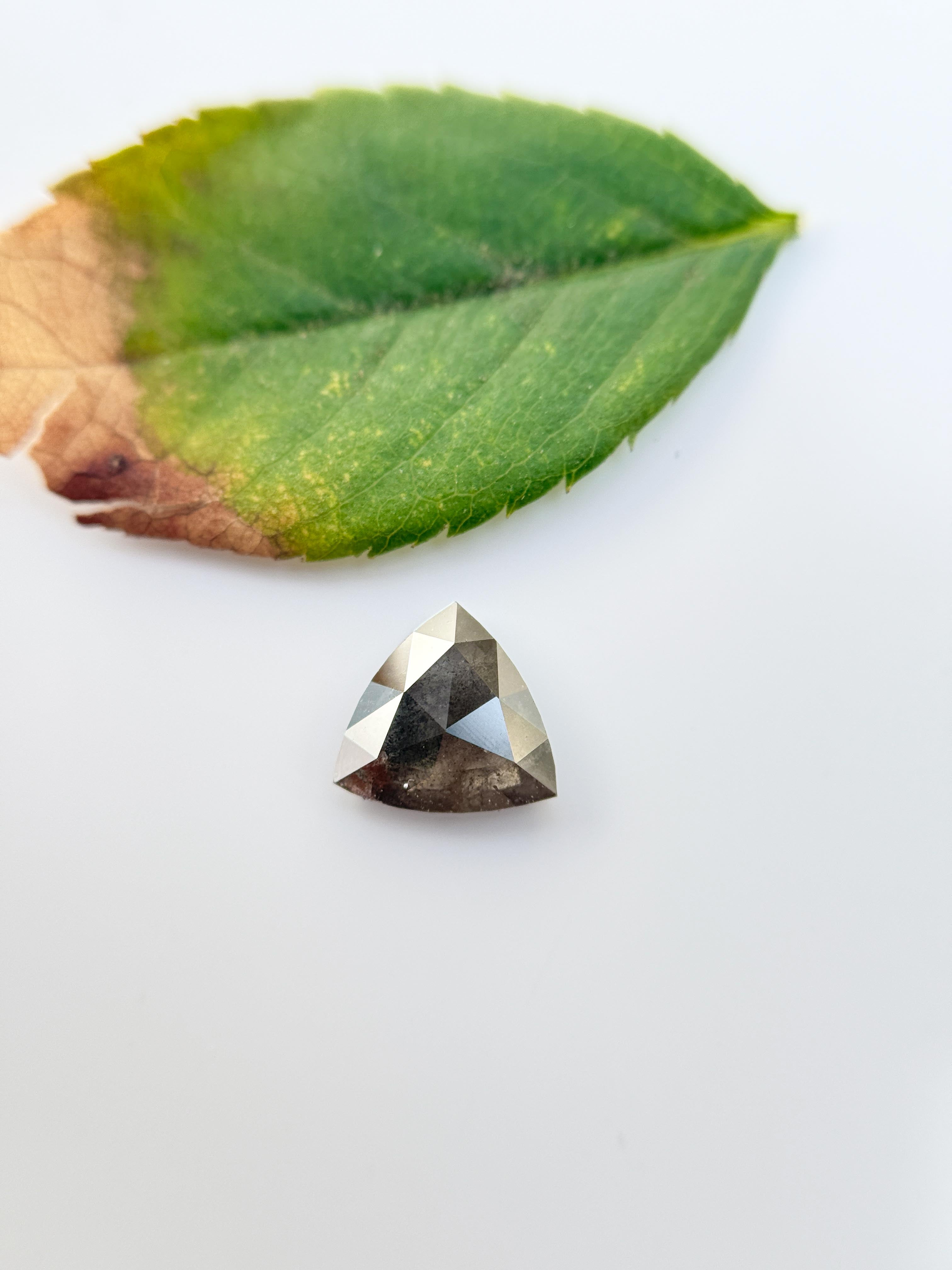 1.15 Ct Triangle Rose Cut Grey Natural Salt and Pepper Diamond