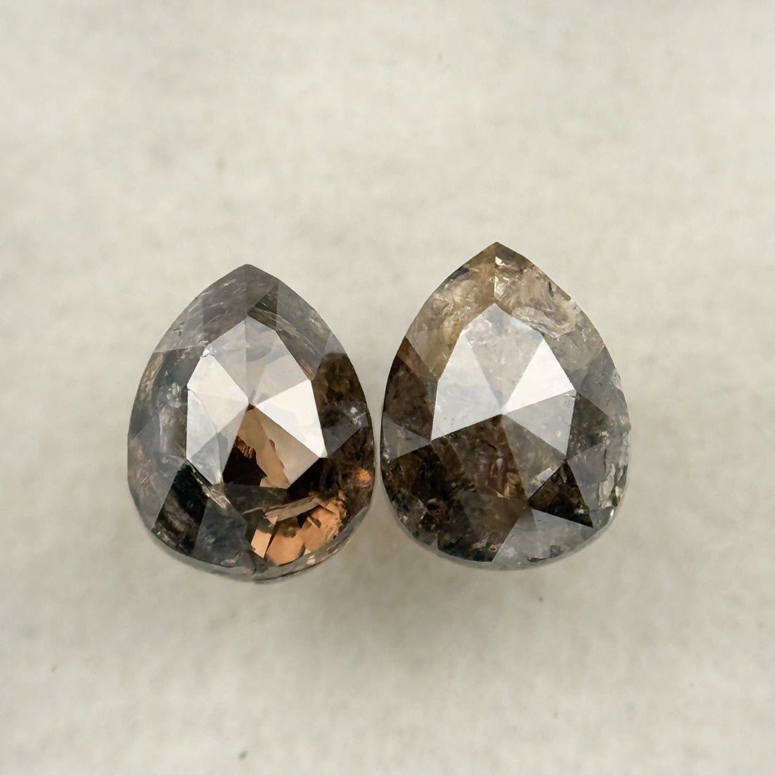 2.19 Ct Pear Rose Cut Brown Natural Salt and Pepper Diamond