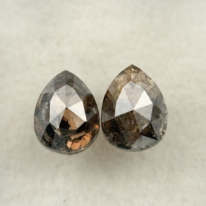 2.19 Ct Pear Rose Cut Brown Natural Salt and Pepper Diamond