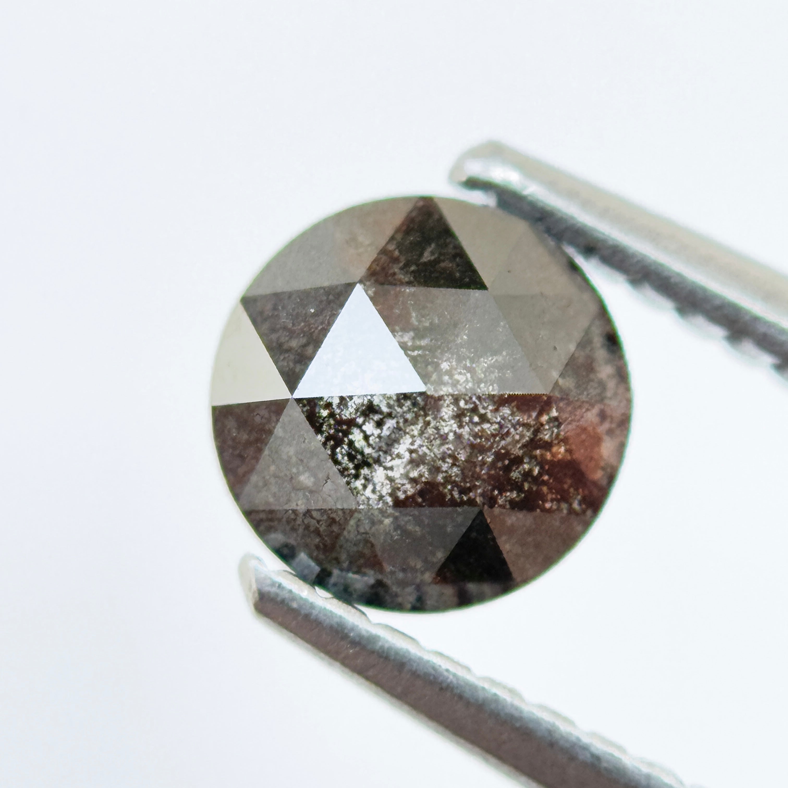 0.82 Ct Round Rose Cut Grey Natural Fancy Diamond