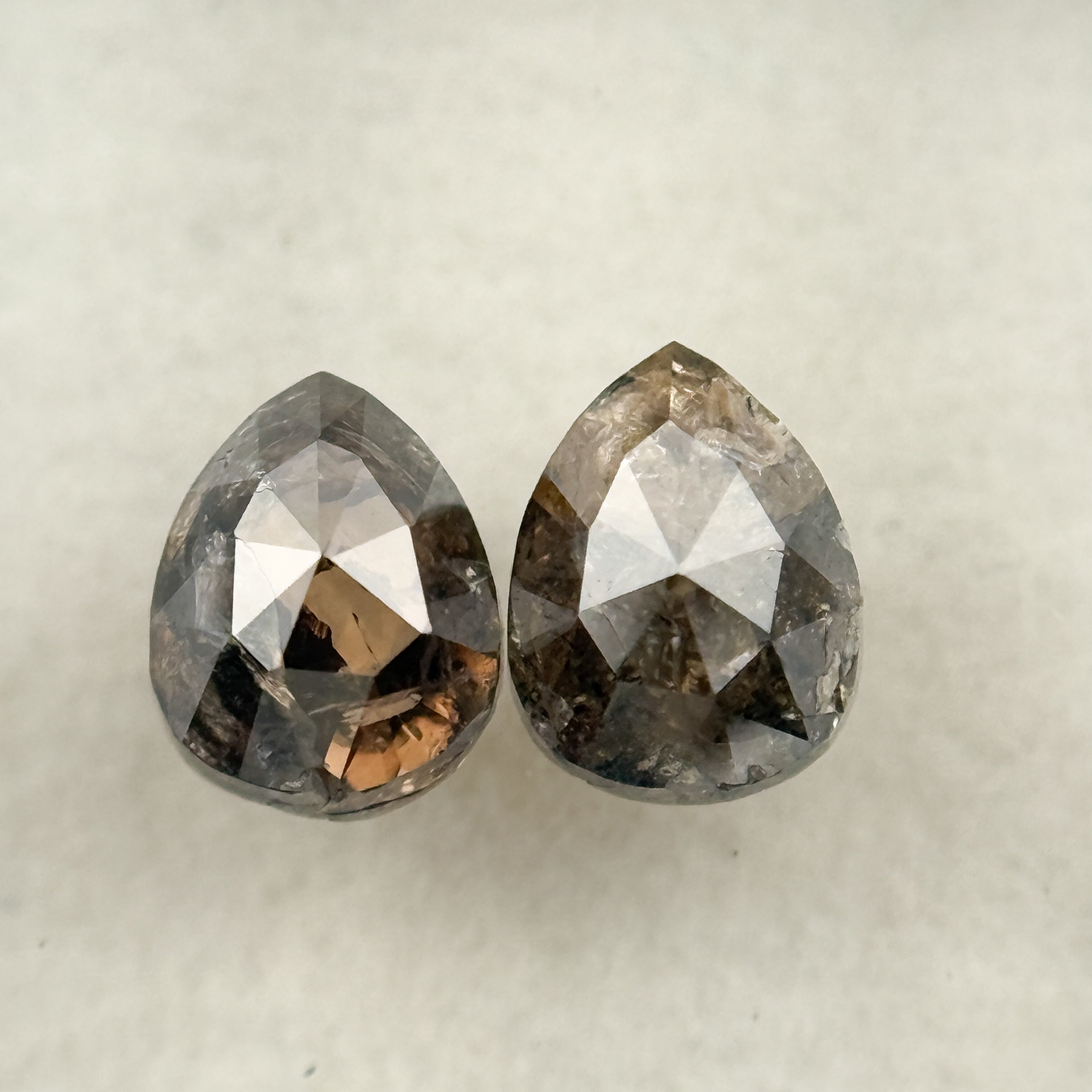 2.19 Ct Pear Rose Cut Brown Natural Salt and Pepper Diamond