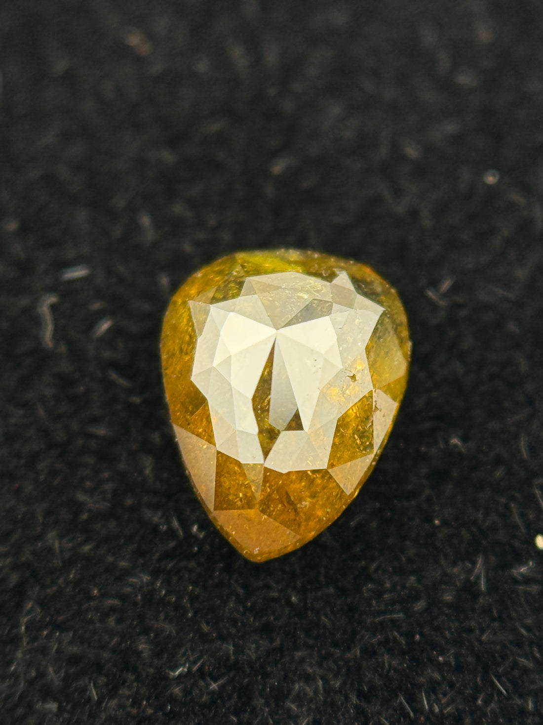 0.69 Ct Pear Rose Cut Yellow Natural Galaxy Diamond
