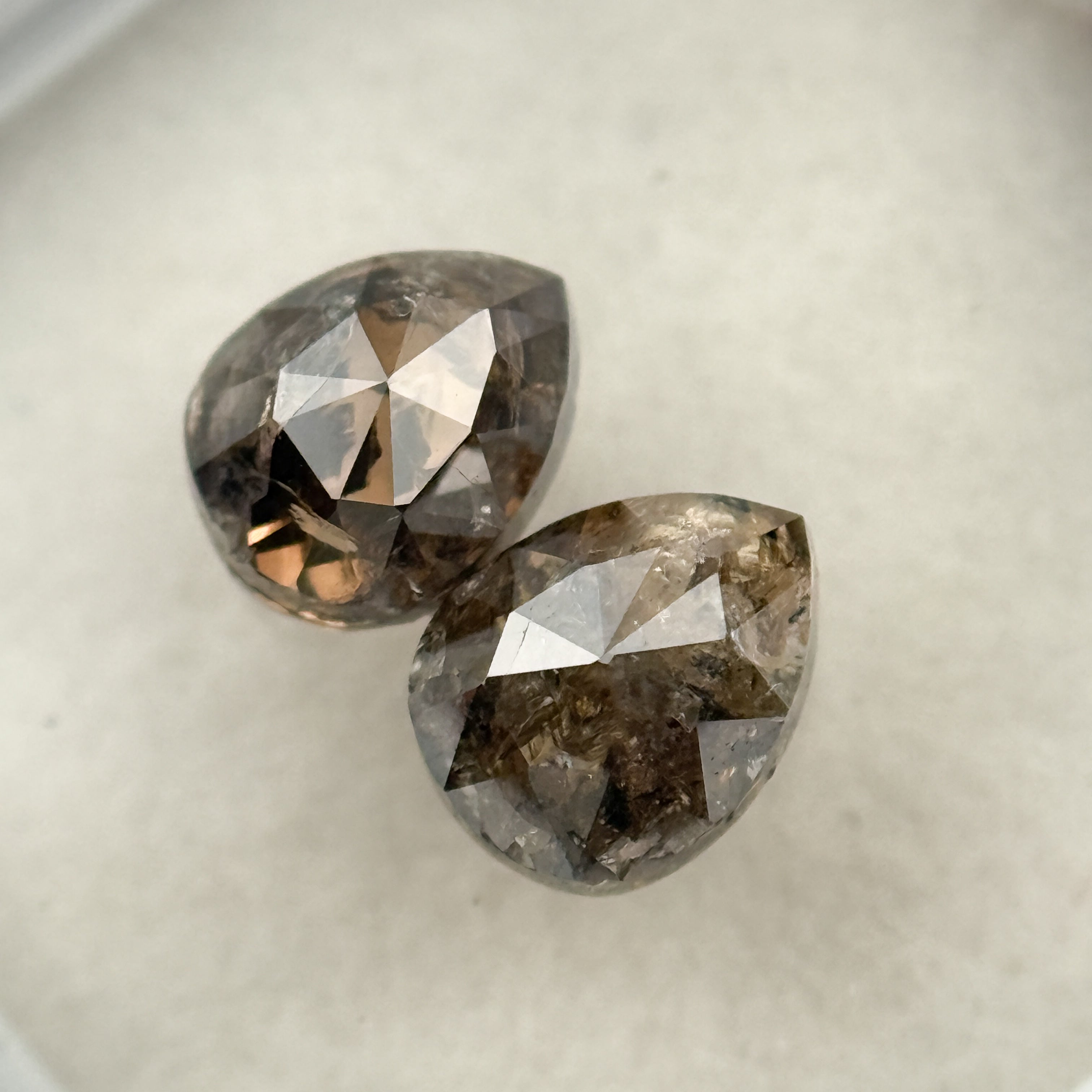 2.19 Ct Pear Rose Cut Brown Natural Salt and Pepper Diamond