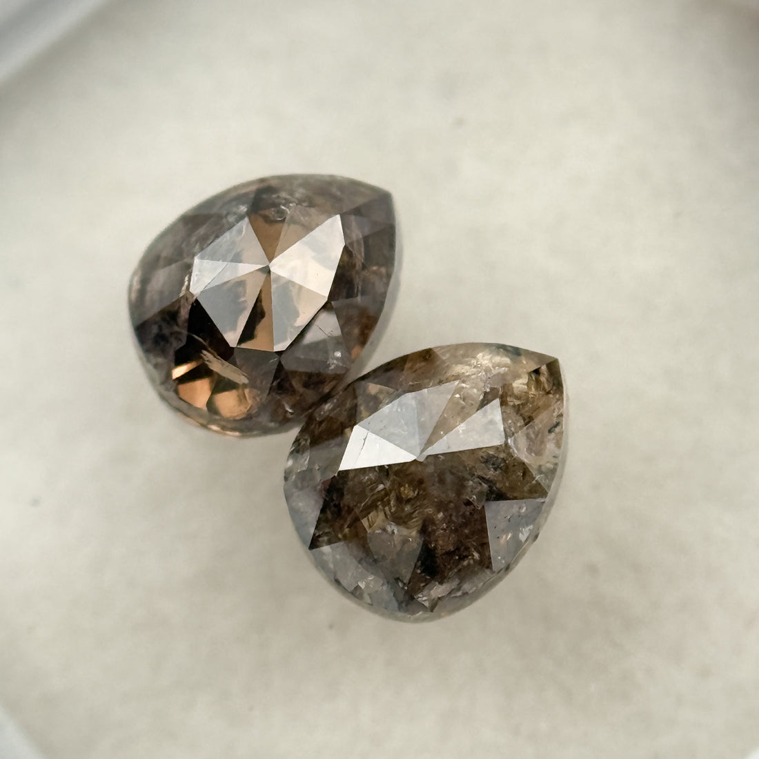 2.19 Ct Pear Rose Cut Brown Natural Salt and Pepper Diamond