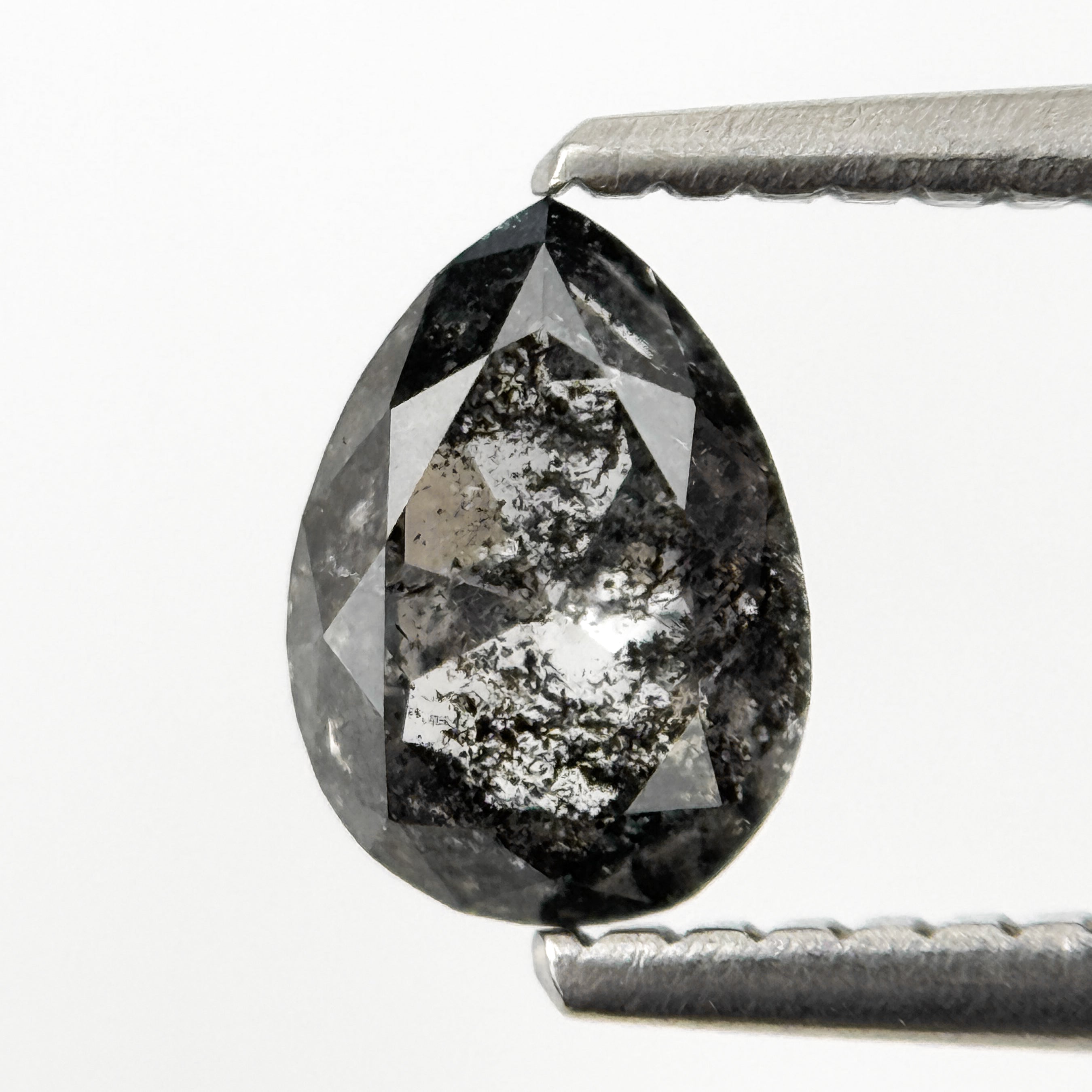 0.82 Ct Pear Rose Cut Grey Natural Salt and Pepper Diamond