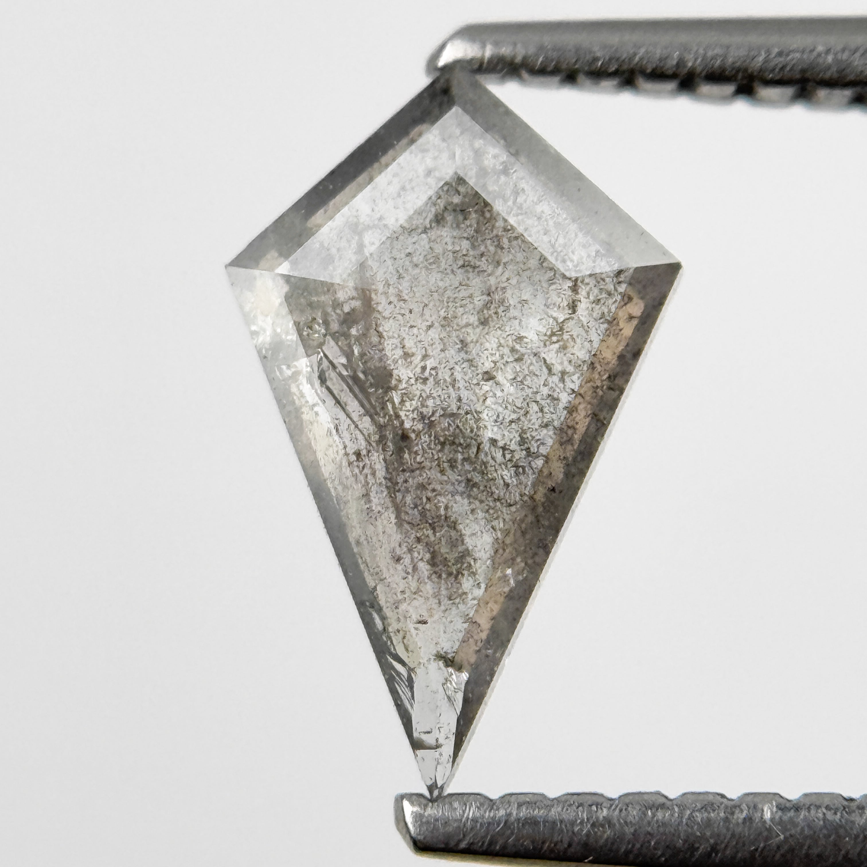 0.71 Ct Kite Rose Cut Grey Natural Salt and Pepper Diamond