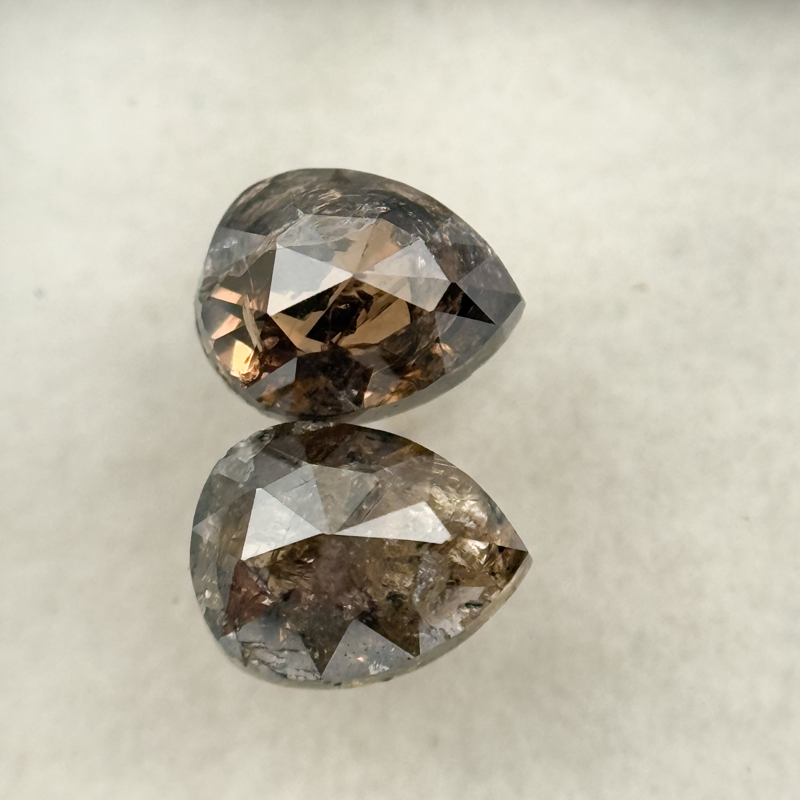 2.19 Ct Pear Rose Cut Brown Natural Salt and Pepper Diamond