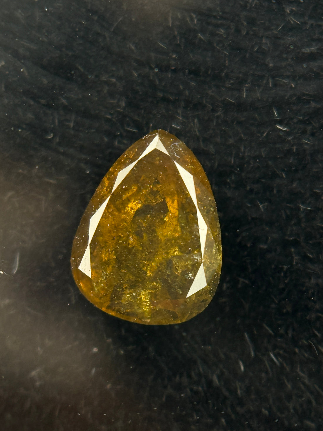 0.69 Ct Pear Rose Cut Yellow Natural Galaxy Diamond