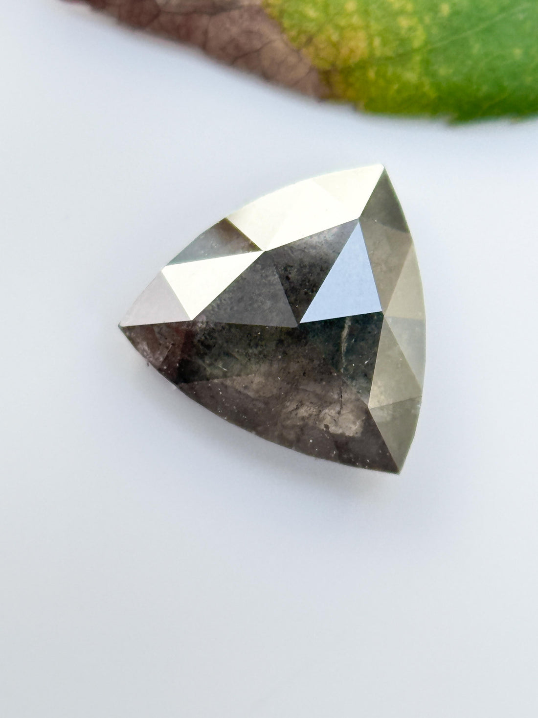 1.15 Ct Triangle Rose Cut Grey Natural Salt and Pepper Diamond