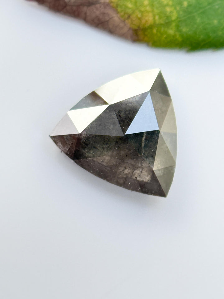 1.15 Ct Triangle Rose Cut Grey Natural Salt and Pepper Diamond