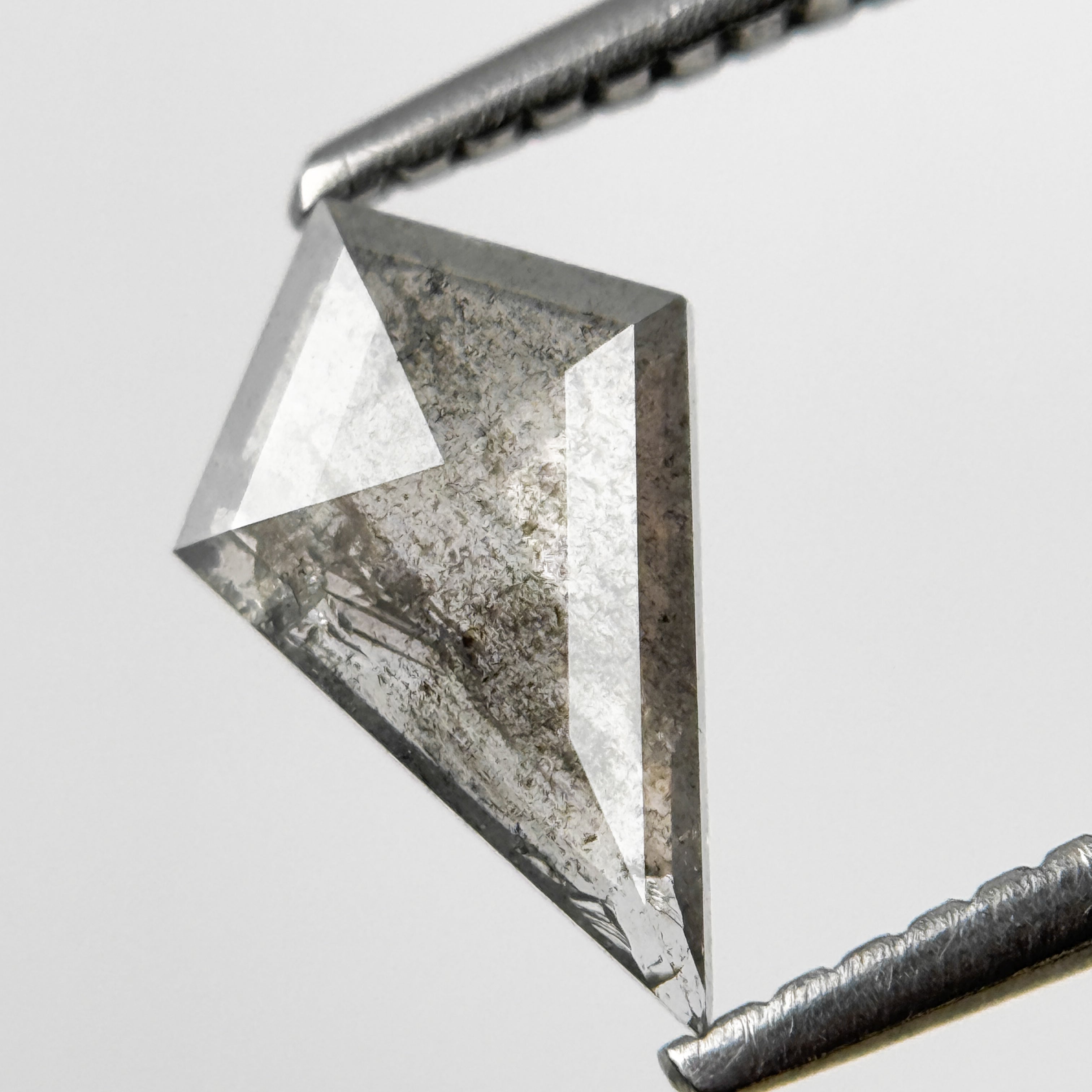 0.71 Ct Kite Rose Cut Grey Natural Salt and Pepper Diamond
