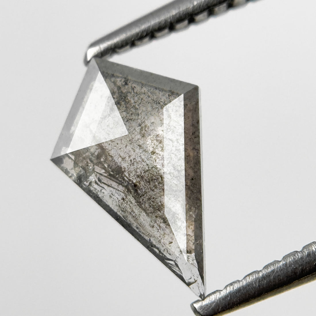 0.71 Ct Kite Rose Cut Grey Natural Salt and Pepper Diamond