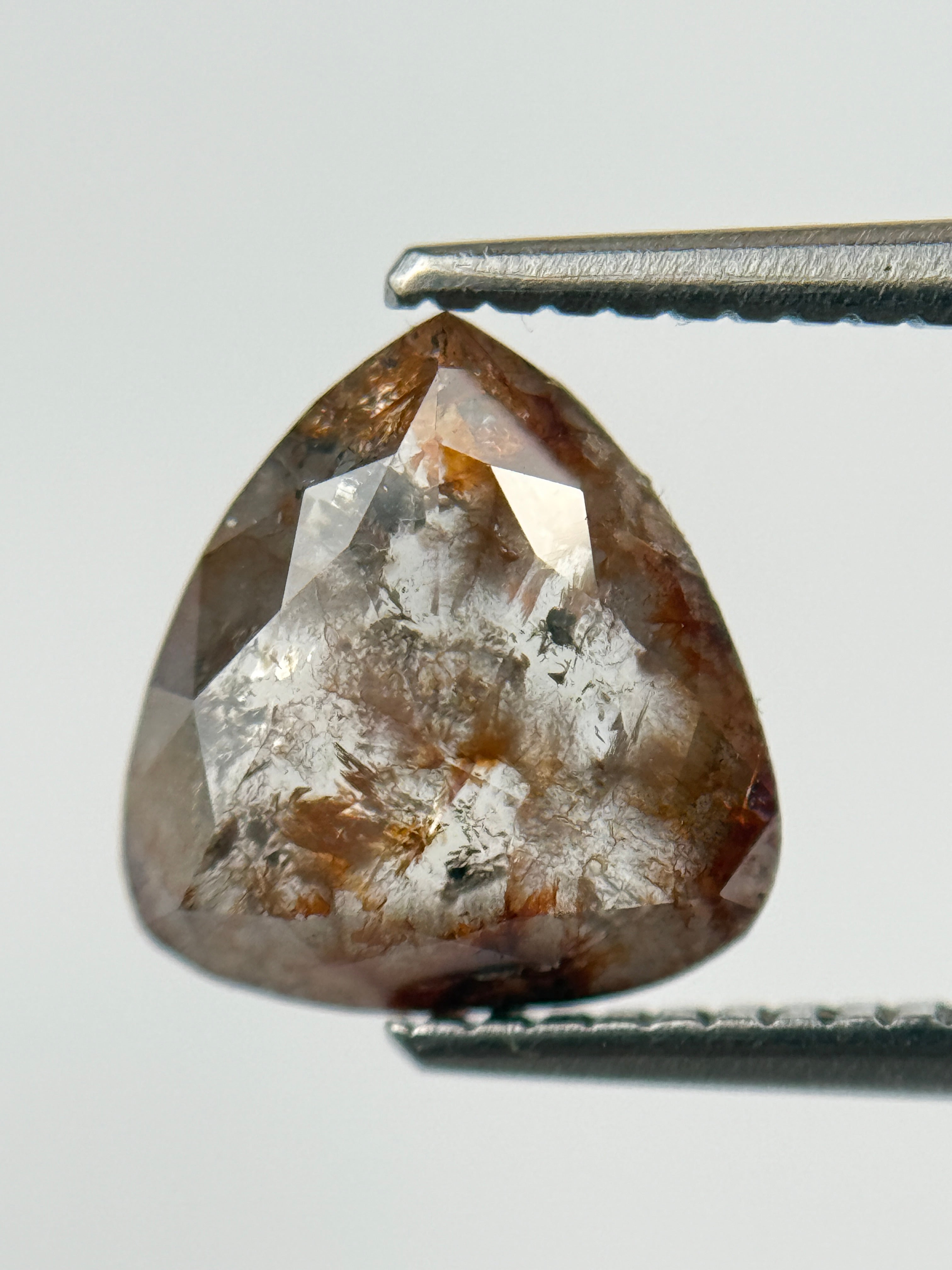 1.88 Ct Pear Rose Cut Red Natural Salt and Pepper Diamond