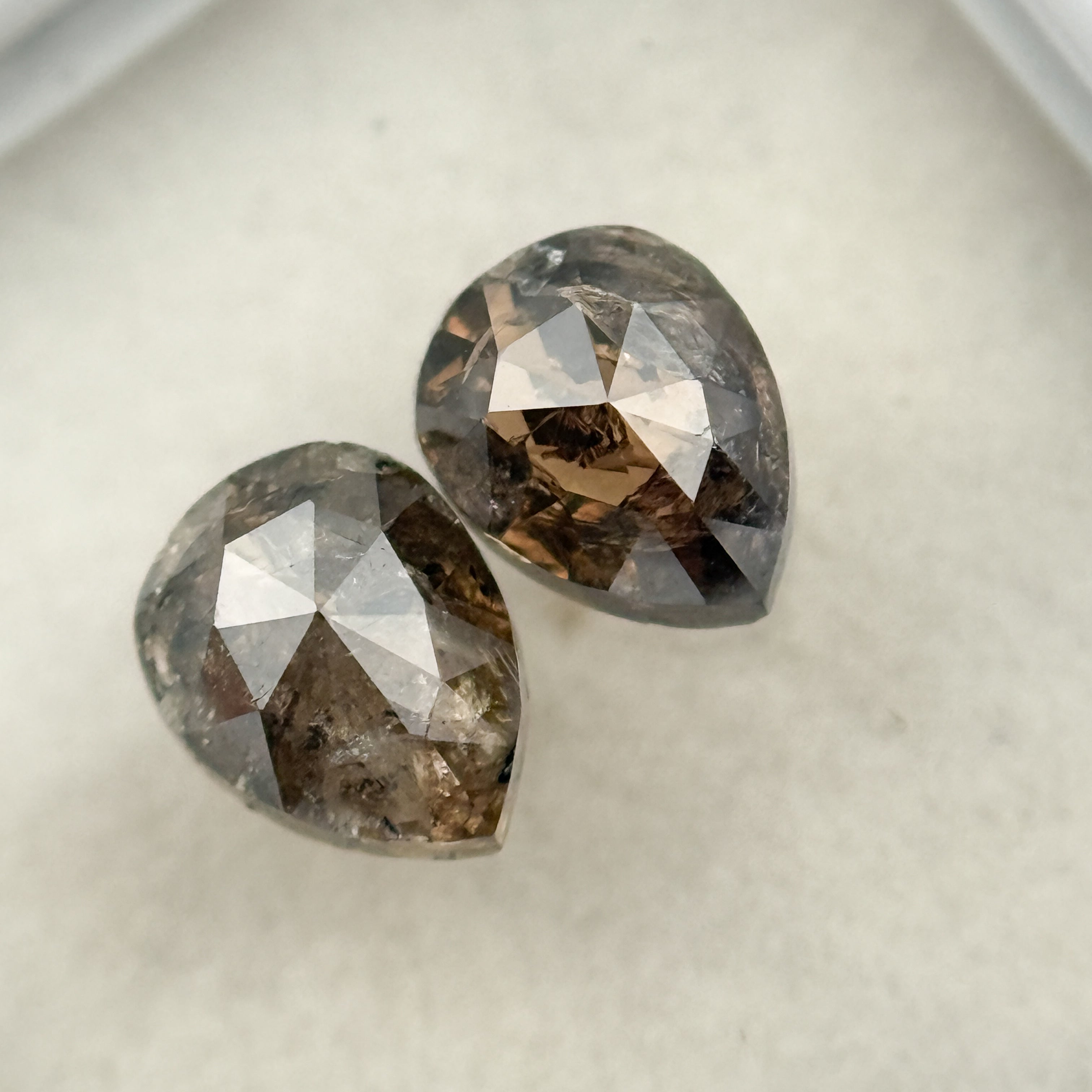 2.19 Ct Pear Rose Cut Brown Natural Salt and Pepper Diamond