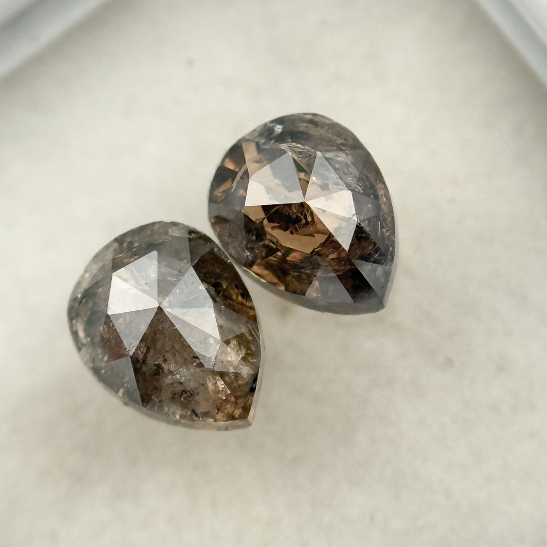 2.19 Ct Pear Rose Cut Brown Natural Salt and Pepper Diamond