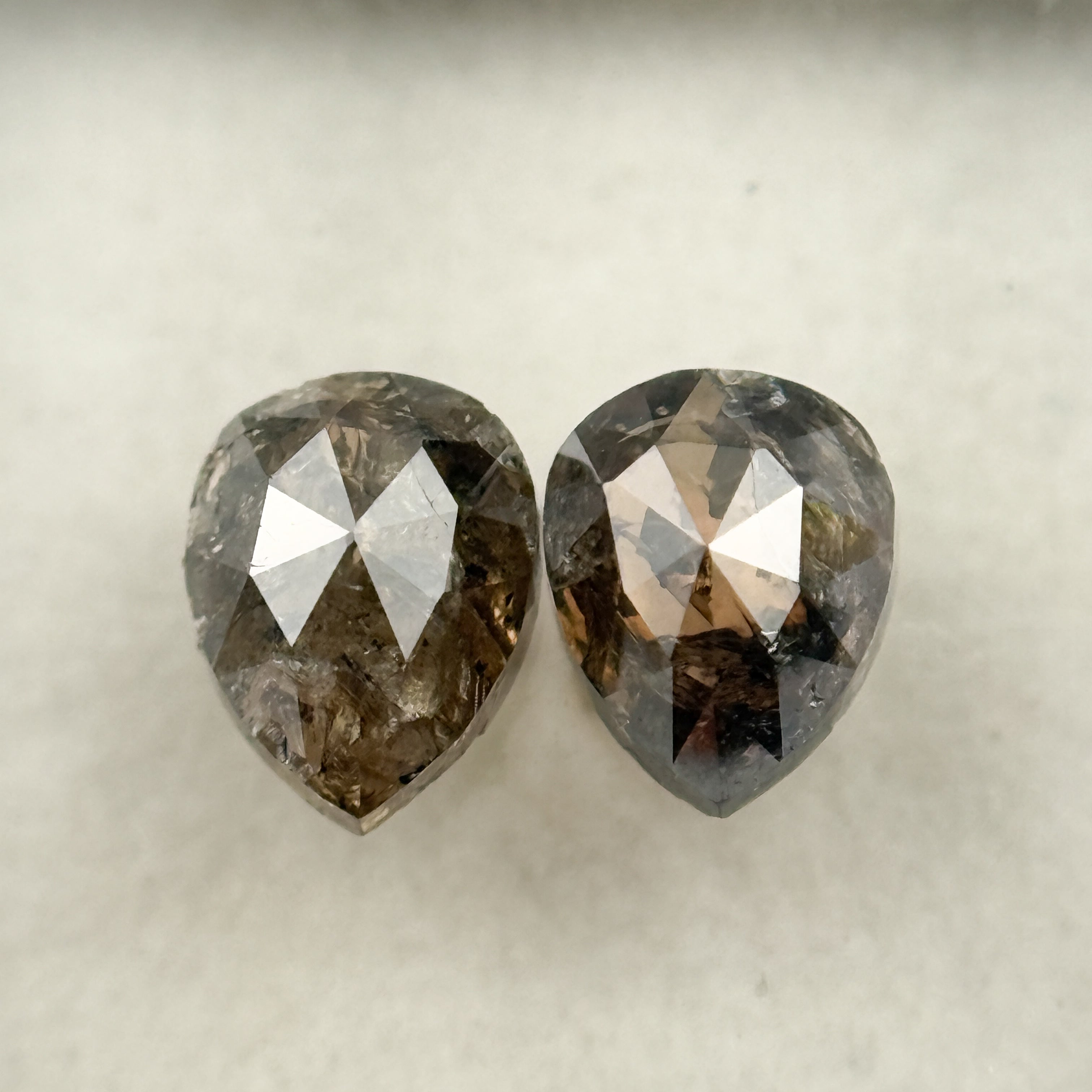 2.19 Ct Pear Rose Cut Brown Natural Salt and Pepper Diamond
