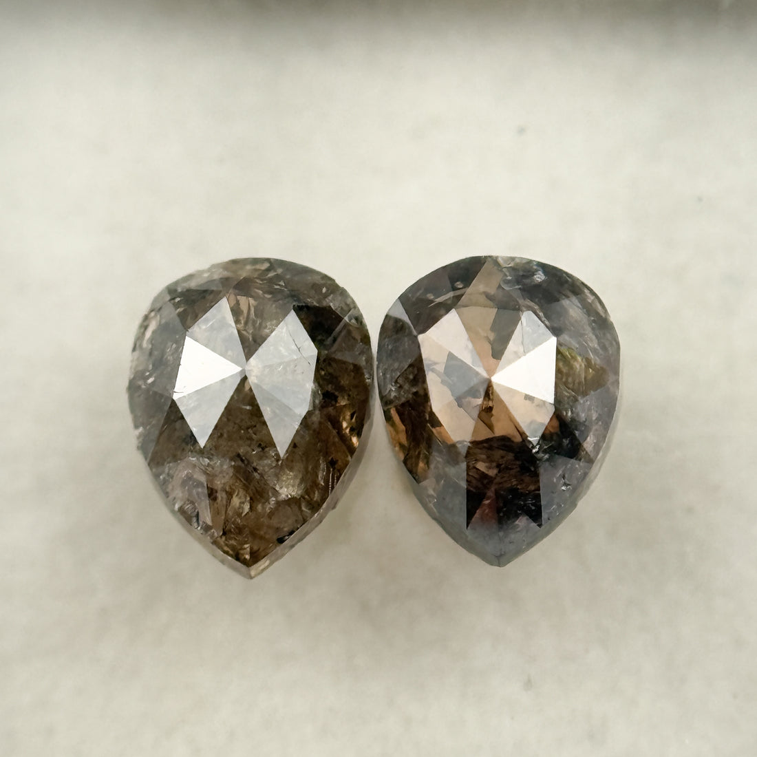 2.19 Ct Pear Rose Cut Brown Natural Salt and Pepper Diamond