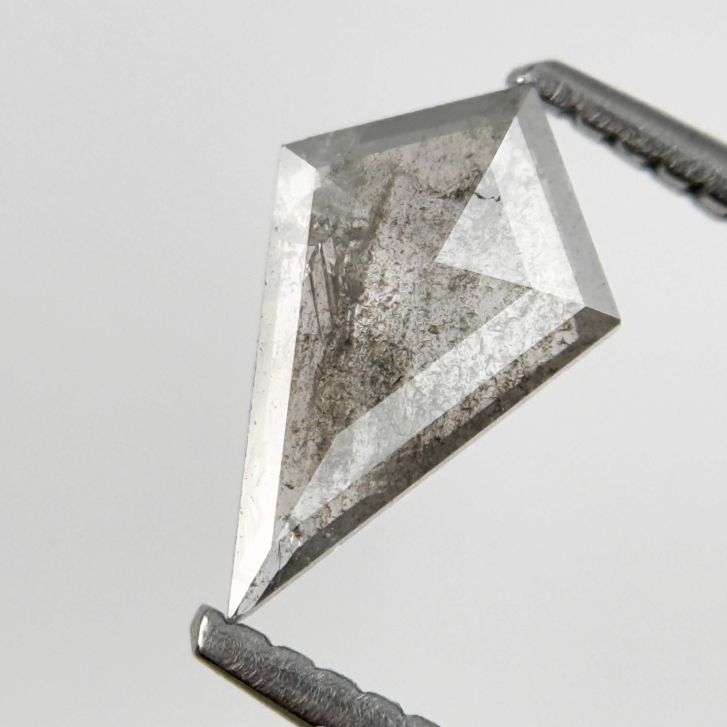 0.71 Ct Kite Rose Cut Grey Natural Salt and Pepper Diamond