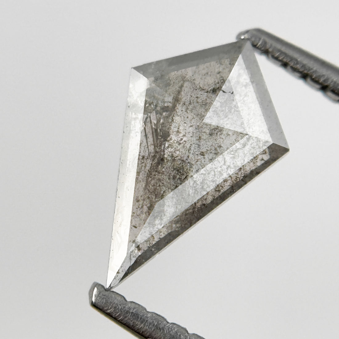 0.71 Ct Kite Rose Cut Grey Natural Salt and Pepper Diamond