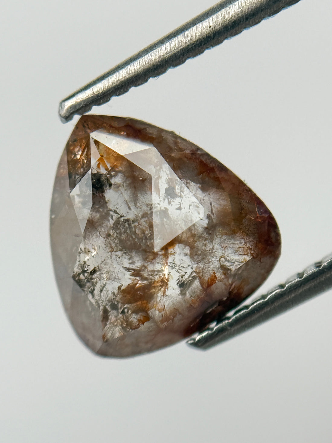 1.88 Ct Pear Rose Cut Red Natural Salt and Pepper Diamond