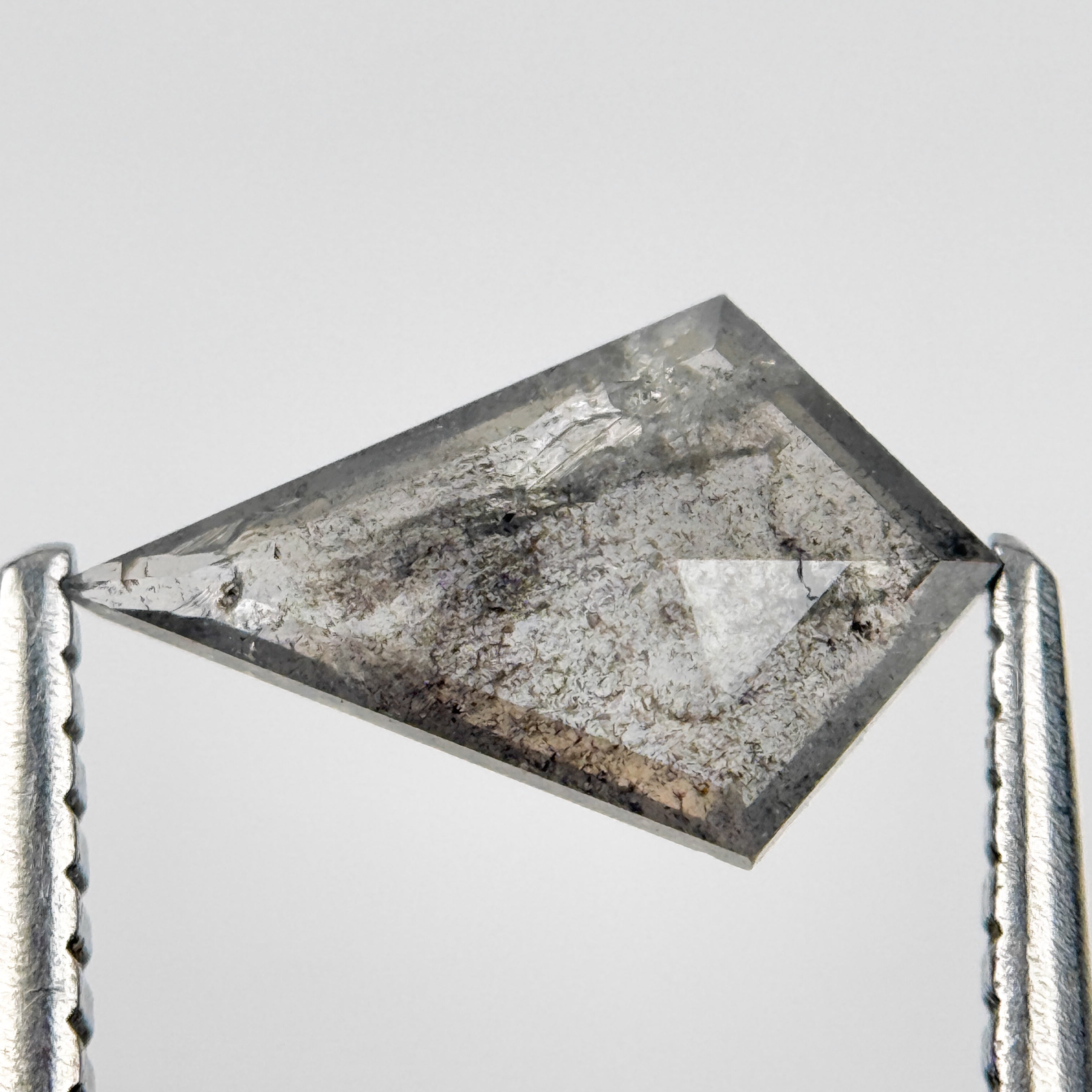 0.71 Ct Kite Rose Cut Grey Natural Salt and Pepper Diamond