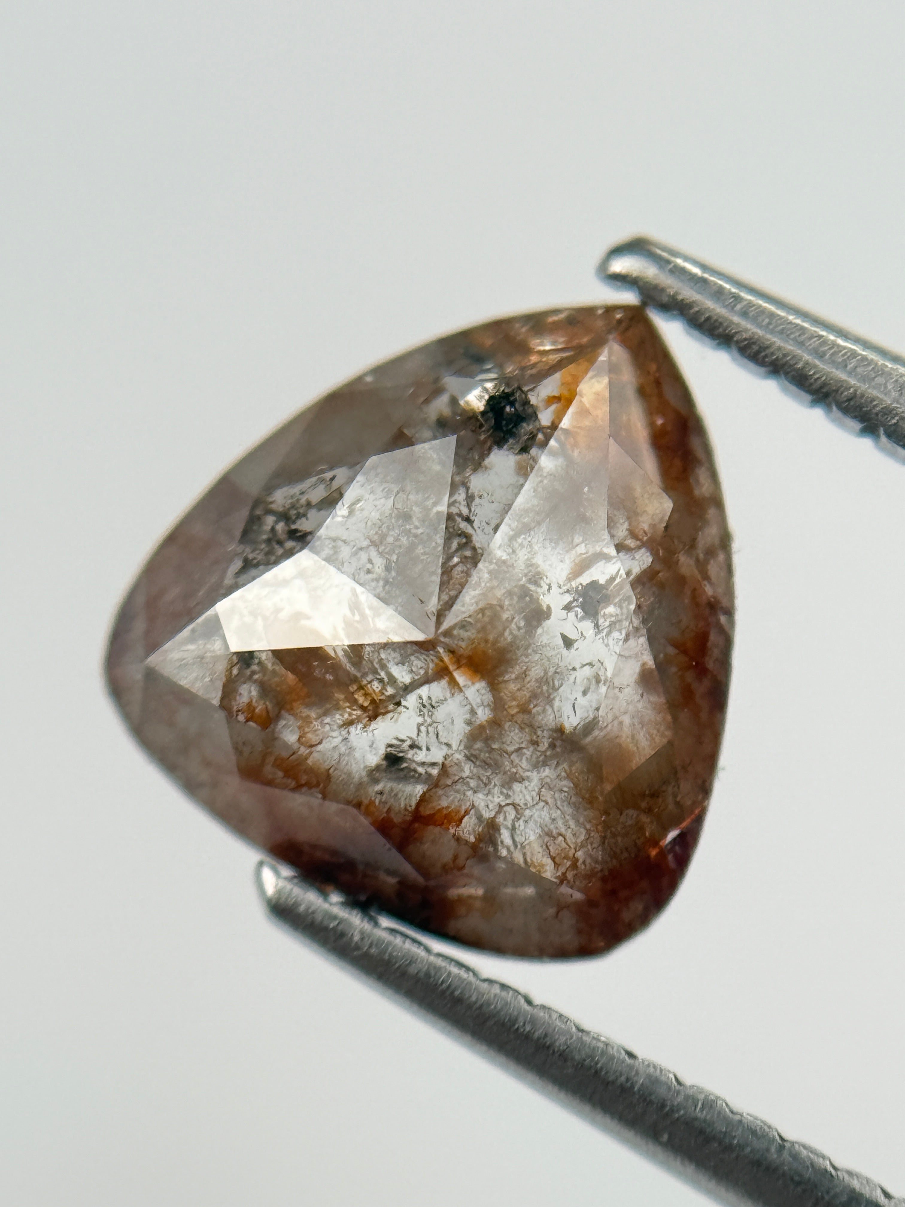 1.88 Ct Pear Rose Cut Red Natural Salt and Pepper Diamond