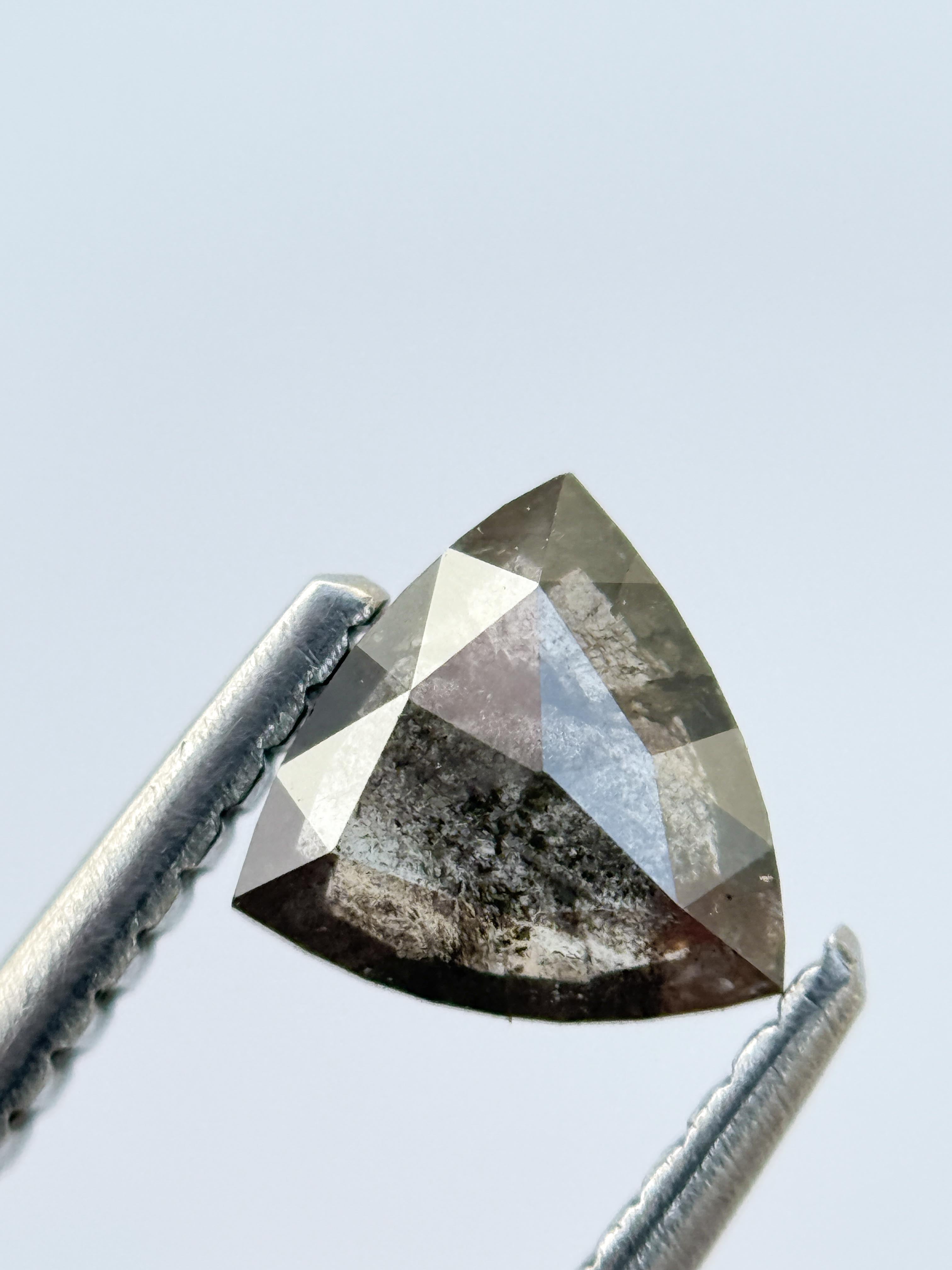 1.15 Ct Triangle Rose Cut Grey Natural Salt and Pepper Diamond