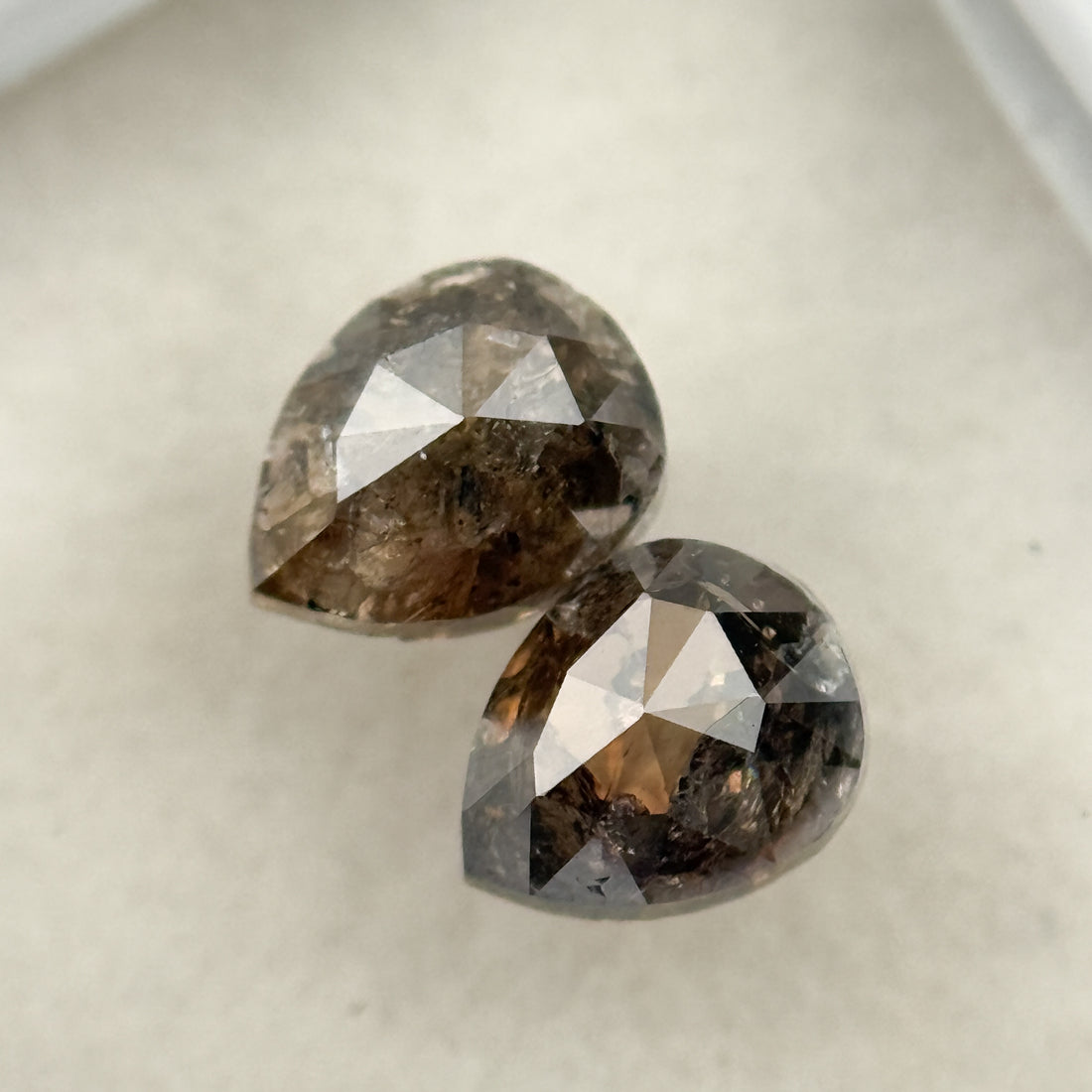 2.19 Ct Pear Rose Cut Brown Natural Salt and Pepper Diamond