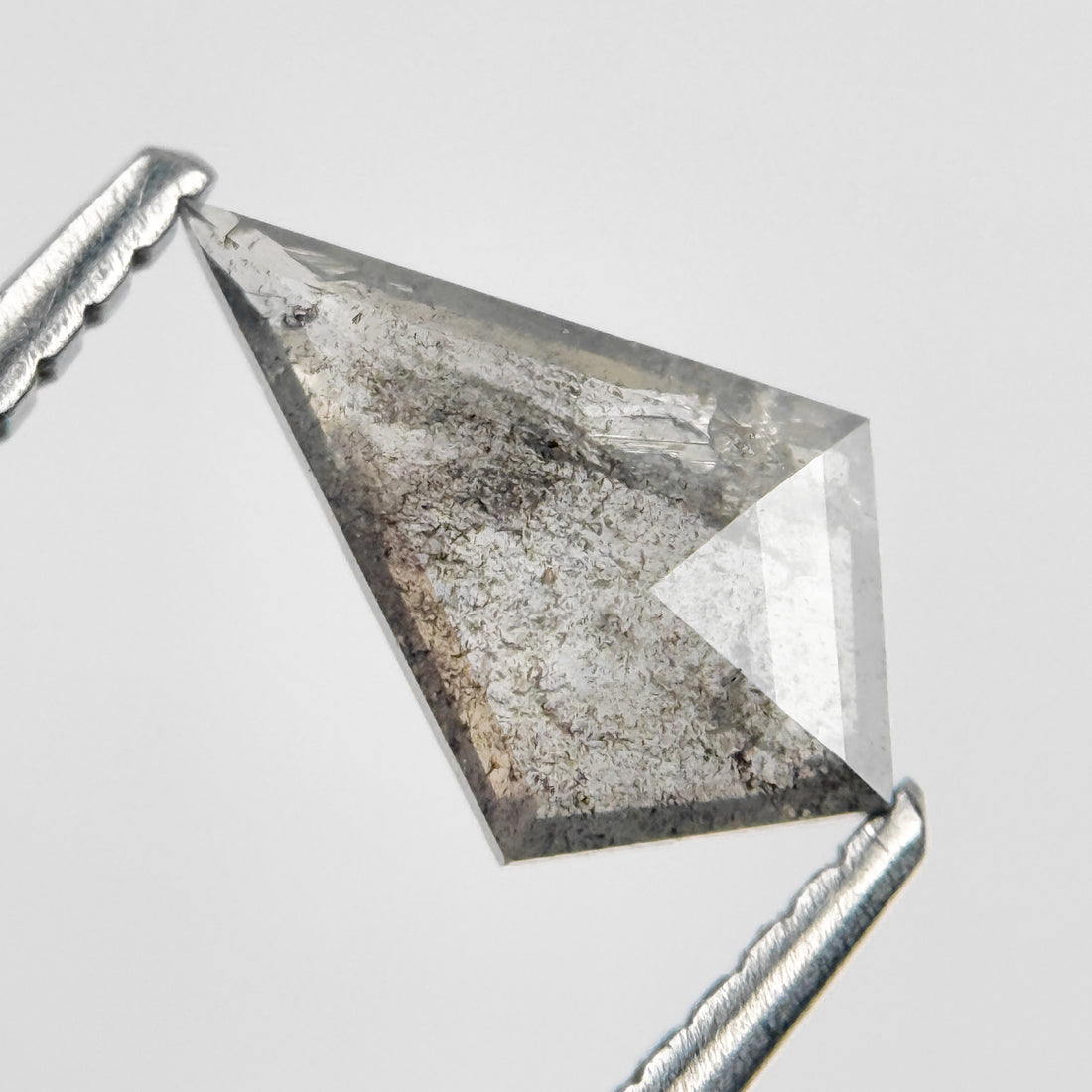 0.71 Ct Kite Rose Cut Grey Natural Salt and Pepper Diamond
