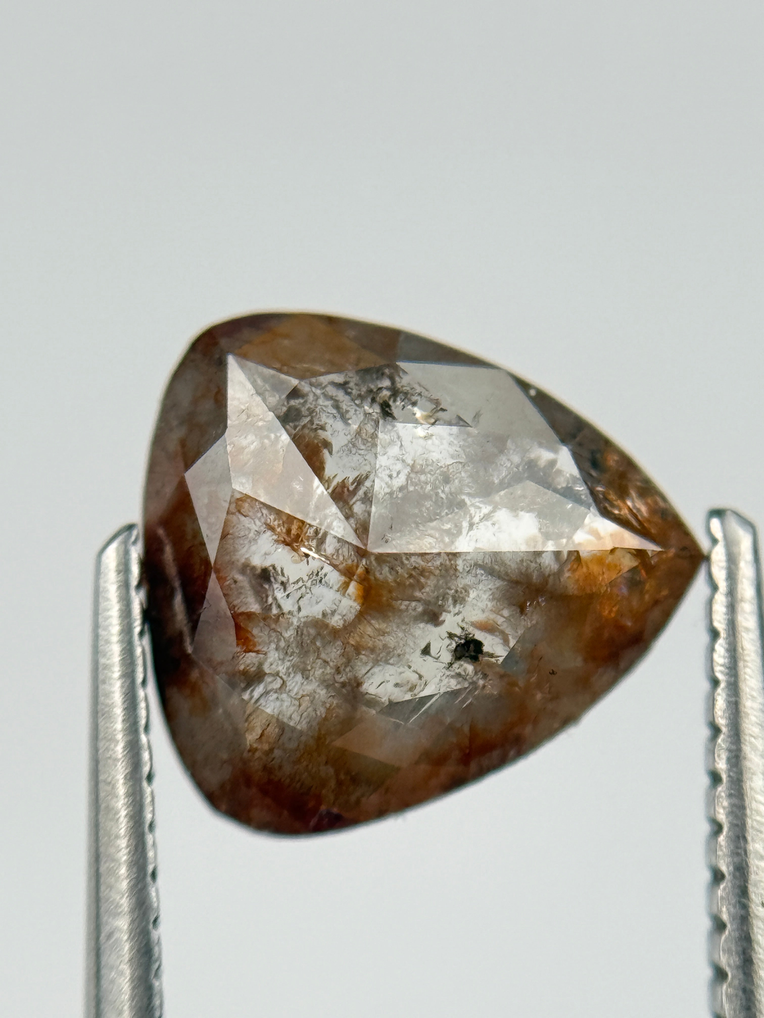 1.88 Ct Pear Rose Cut Red Natural Salt and Pepper Diamond