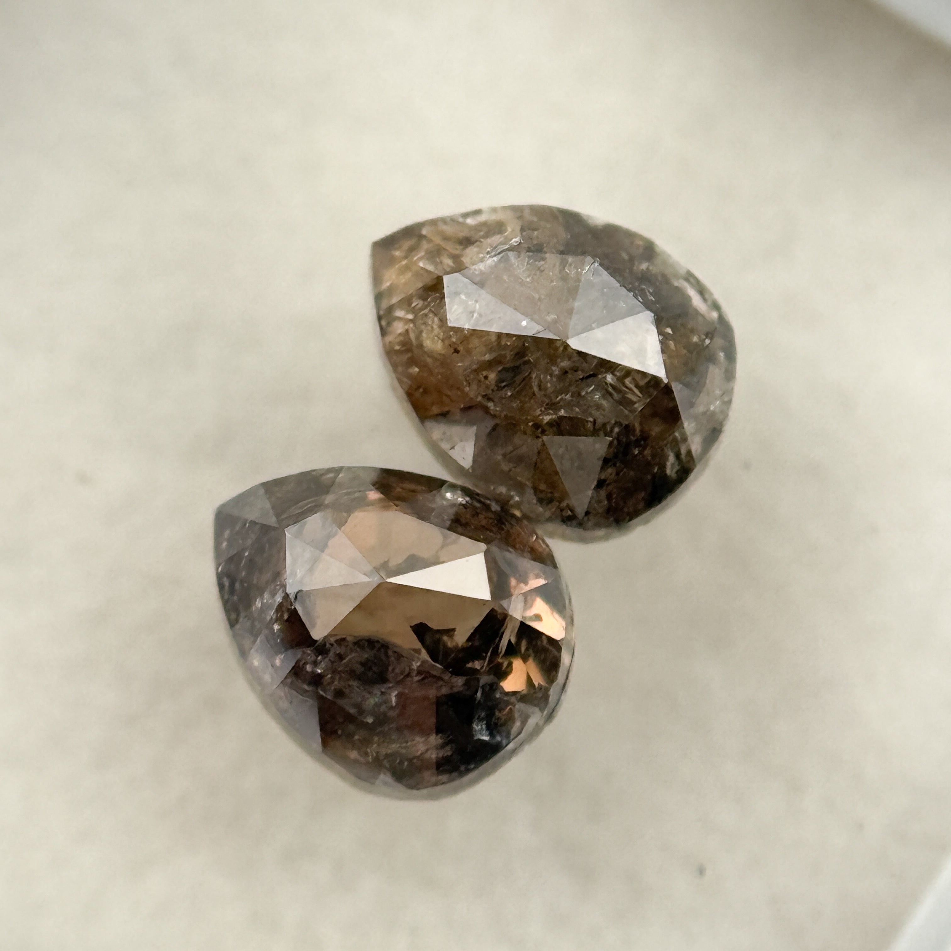 2.19 Ct Pear Rose Cut Brown Natural Salt and Pepper Diamond