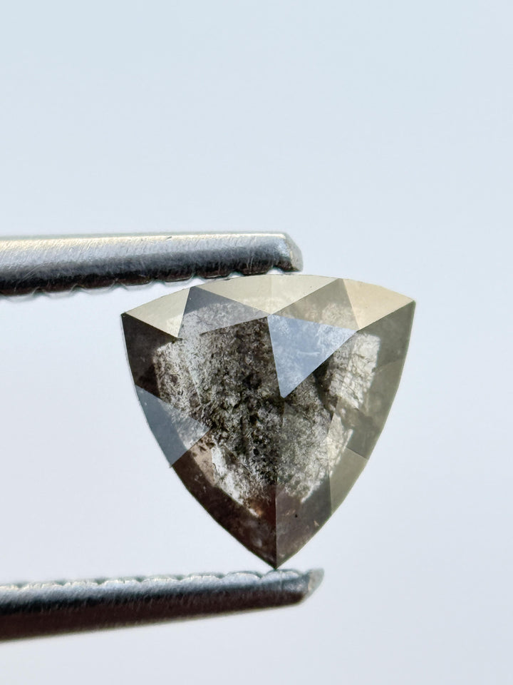 1.15 Ct Triangle Rose Cut Grey Natural Salt and Pepper Diamond