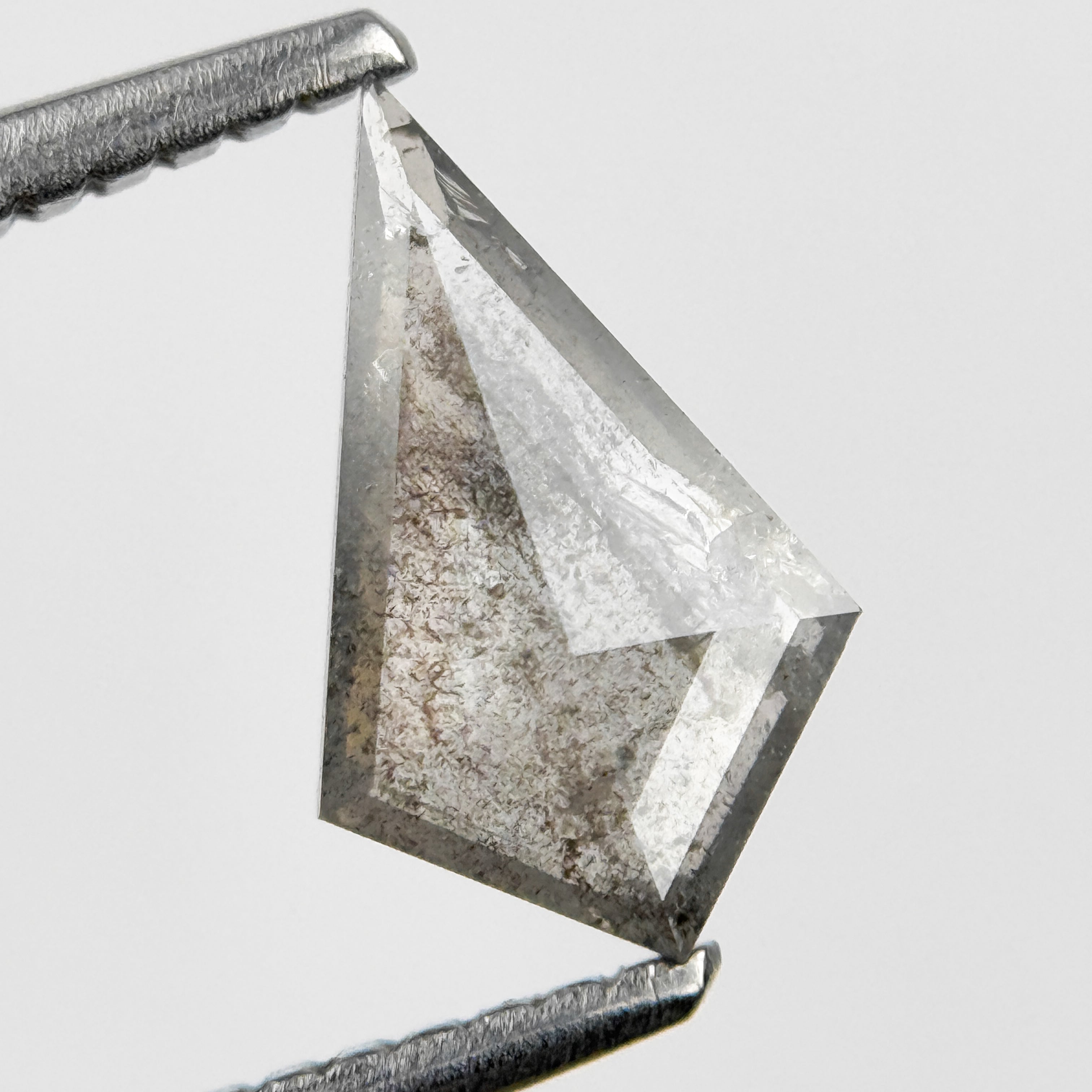 0.71 Ct Kite Rose Cut Grey Natural Salt and Pepper Diamond