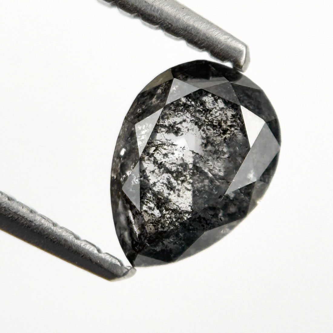 0.82 Ct Pear Rose Cut Grey Natural Salt and Pepper Diamond