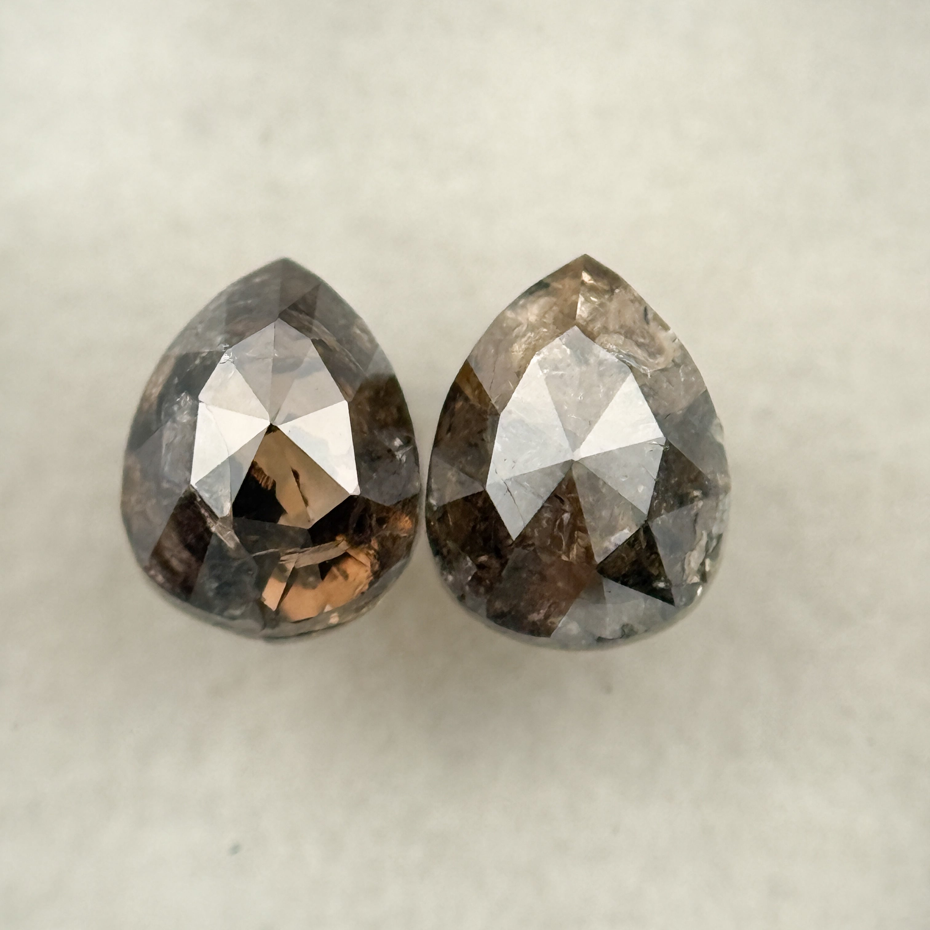 2.19 Ct Pear Rose Cut Brown Natural Salt and Pepper Diamond