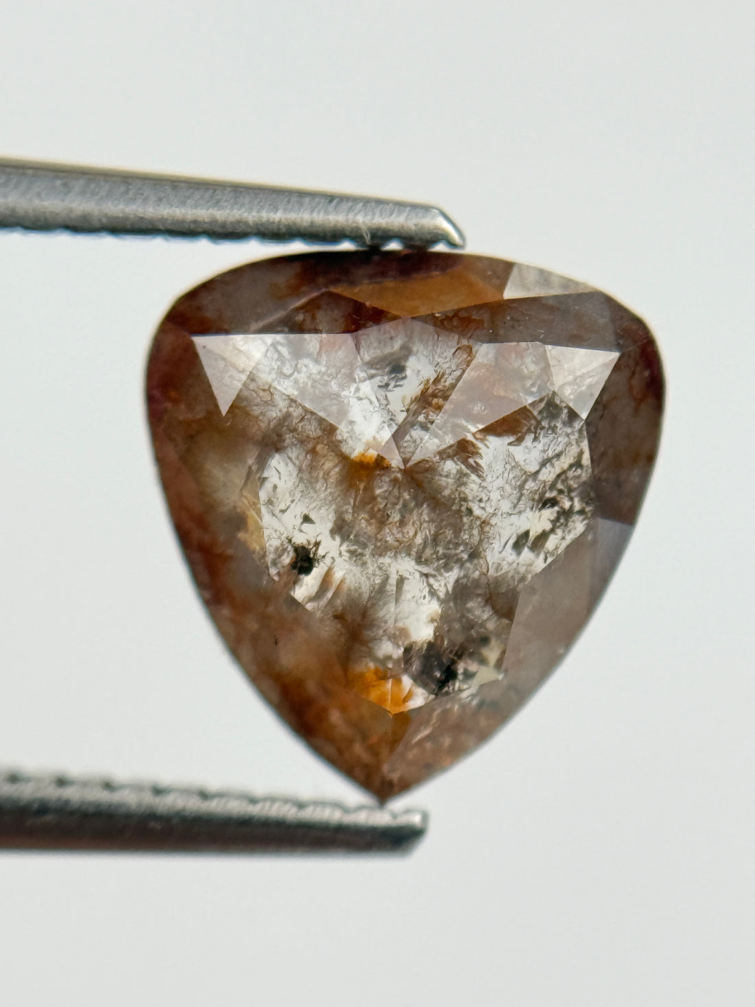 1.88 Ct Pear Rose Cut Red Natural Salt and Pepper Diamond