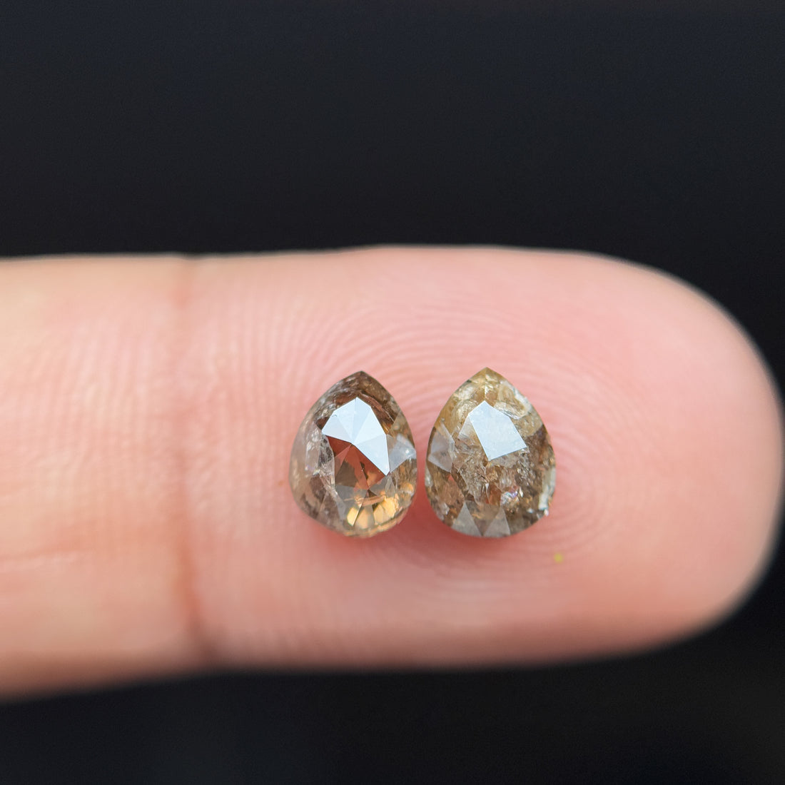 2.19 Ct Pear Rose Cut Brown Natural Salt and Pepper Diamond