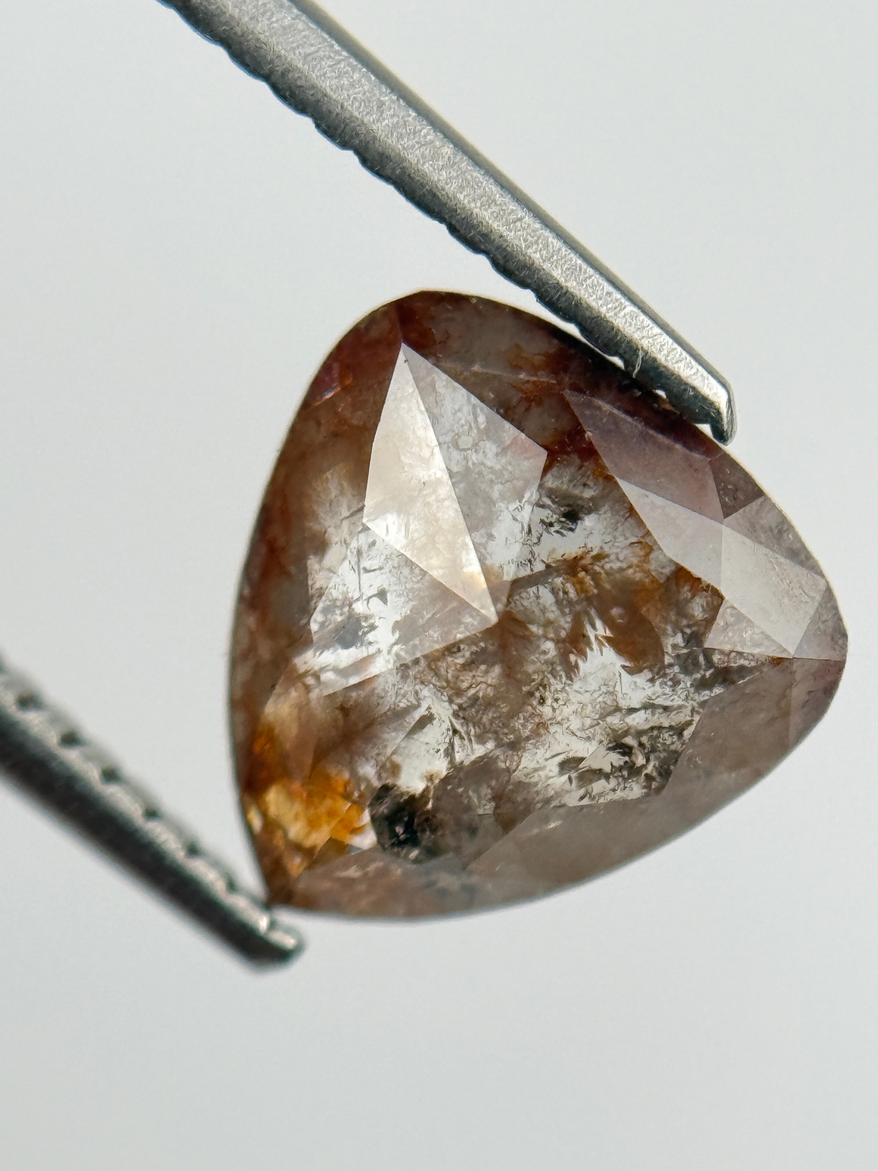 1.88 Ct Pear Rose Cut Red Natural Salt and Pepper Diamond