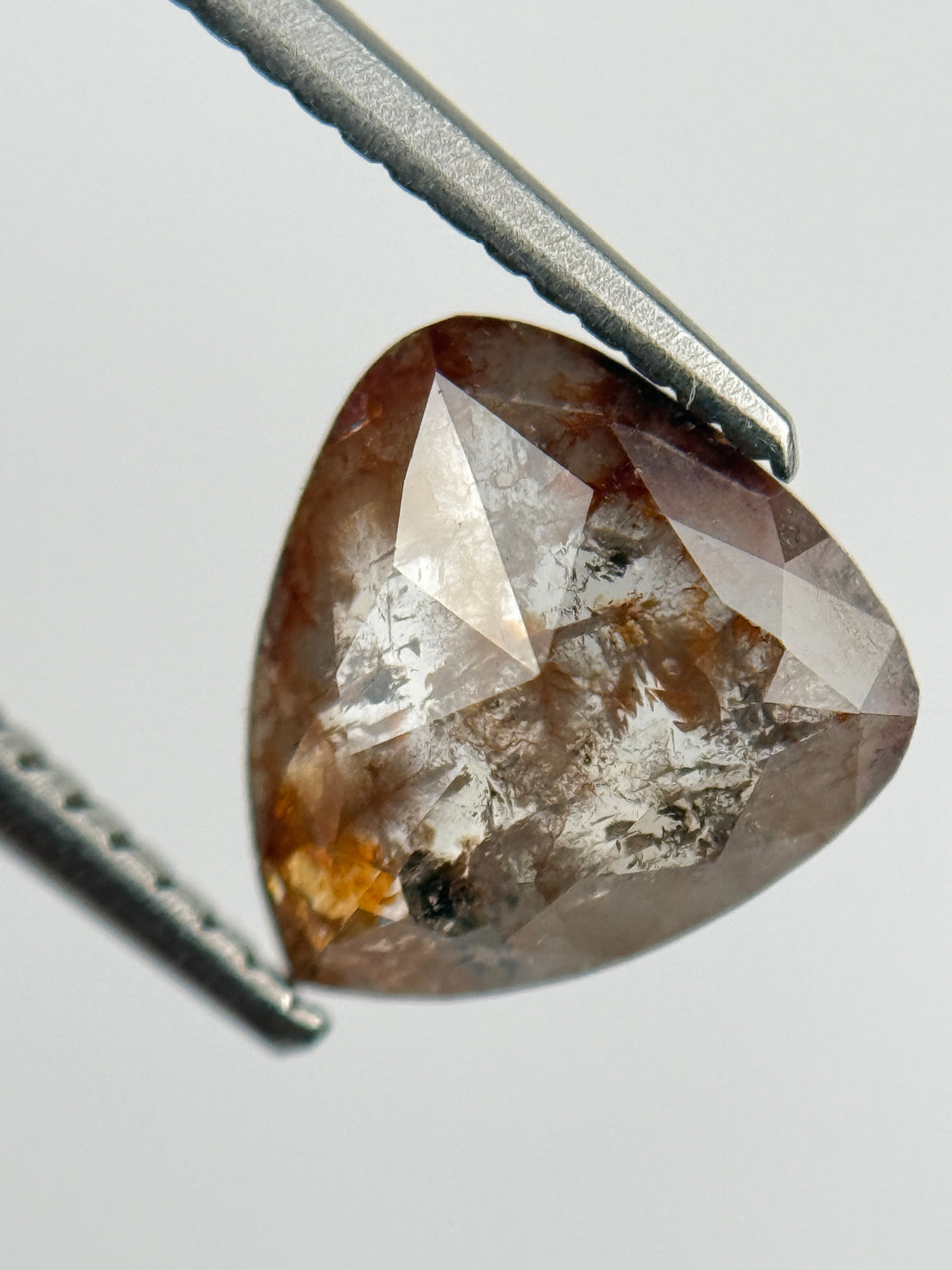 1.88 Ct Pear Rose Cut Red Natural Salt and Pepper Diamond