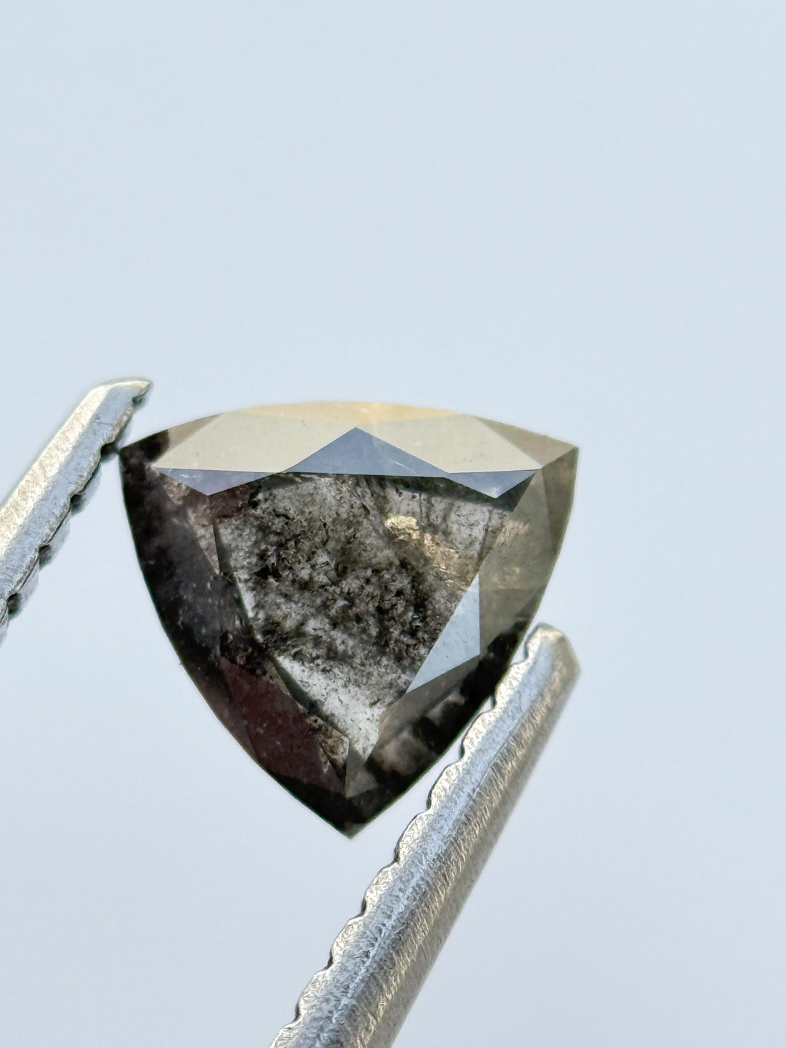 1.15 Ct Triangle Rose Cut Grey Natural Salt and Pepper Diamond