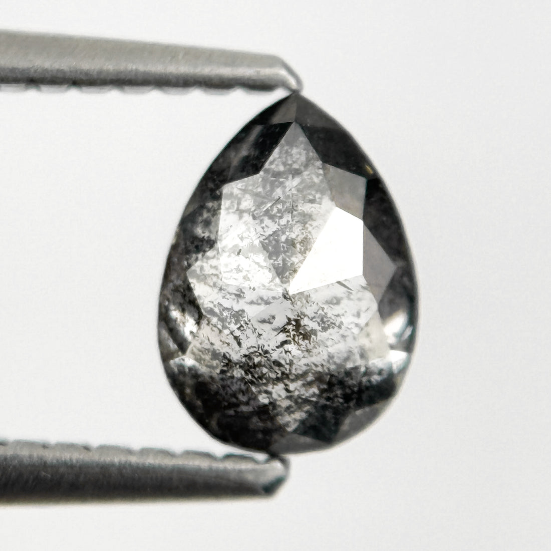 0.82 Ct Pear Rose Cut Grey Natural Salt and Pepper Diamond