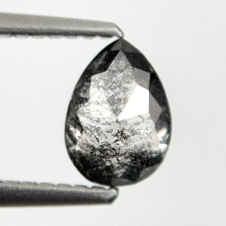 0.82 Ct Pear Rose Cut Grey Natural Salt and Pepper Diamond